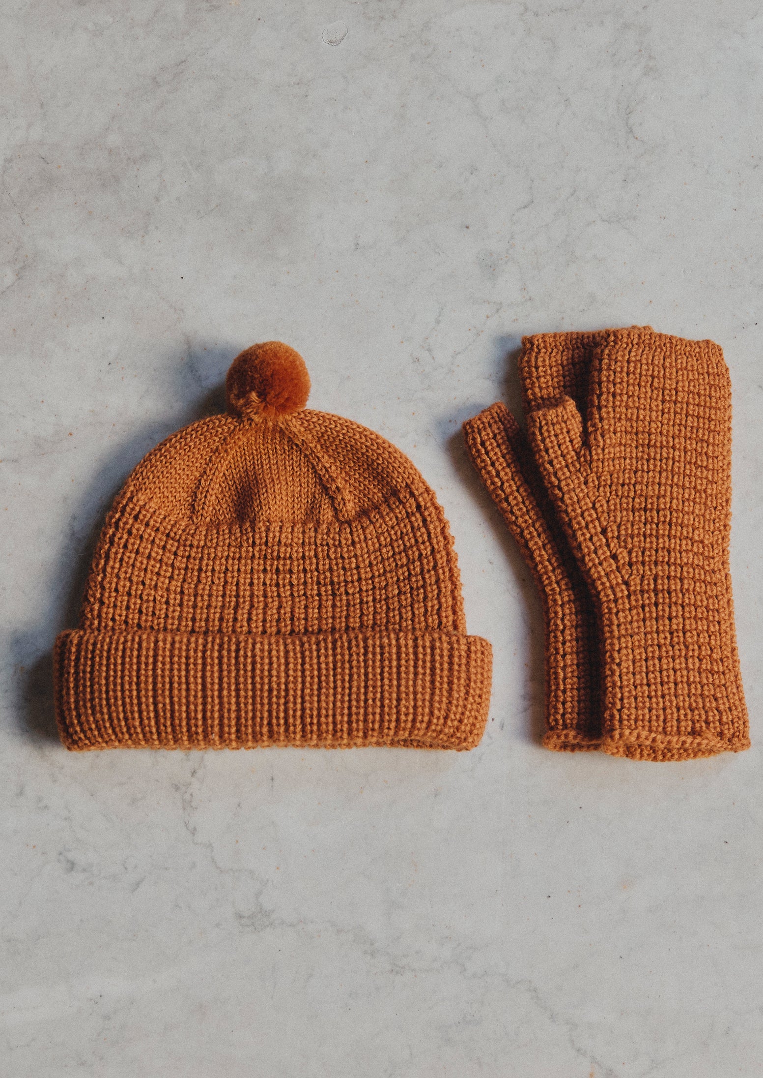 Waffle Stitch Fingerless Gloves | Apricot