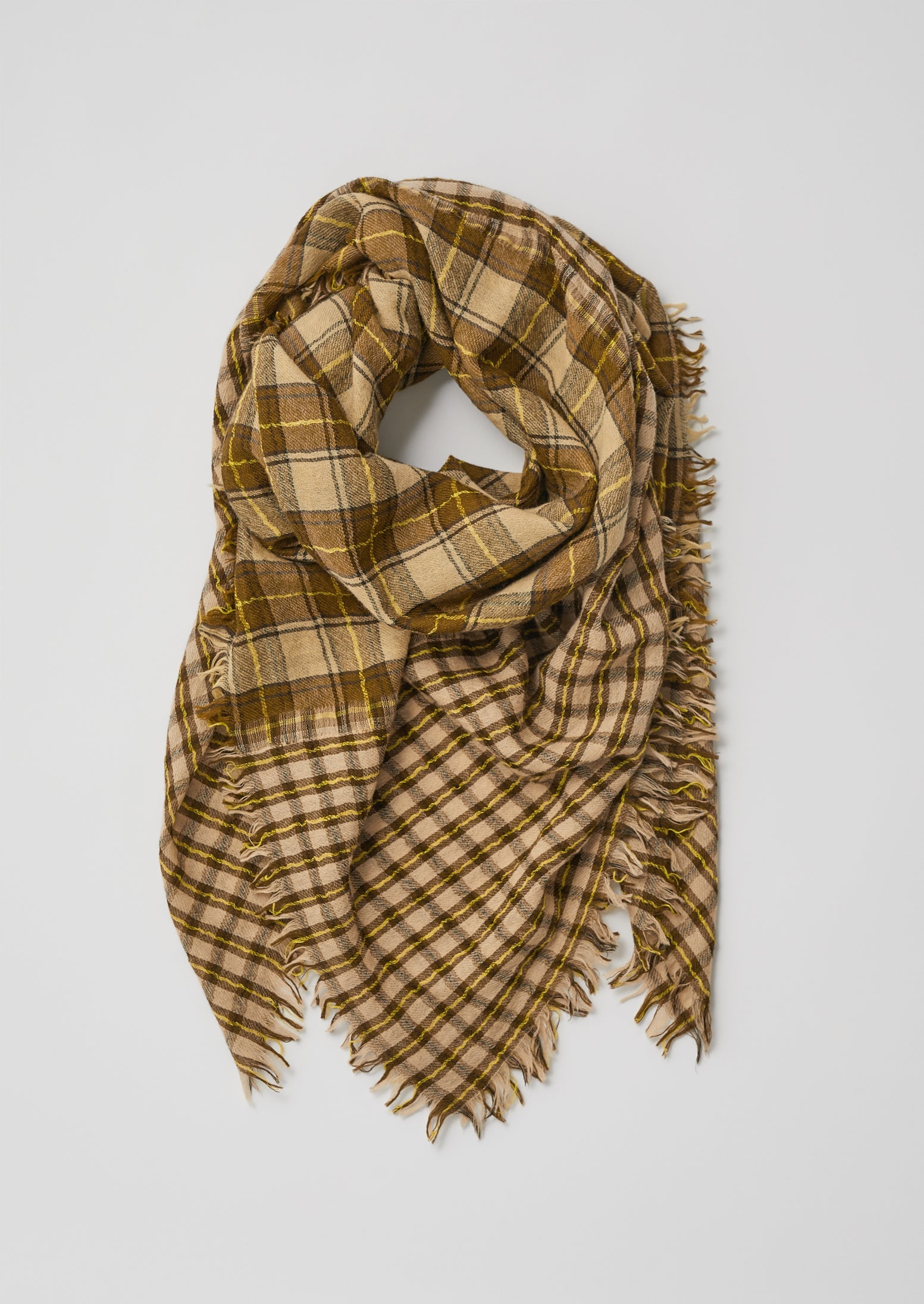 Blanket Check Hand Woven Scarf | Olive