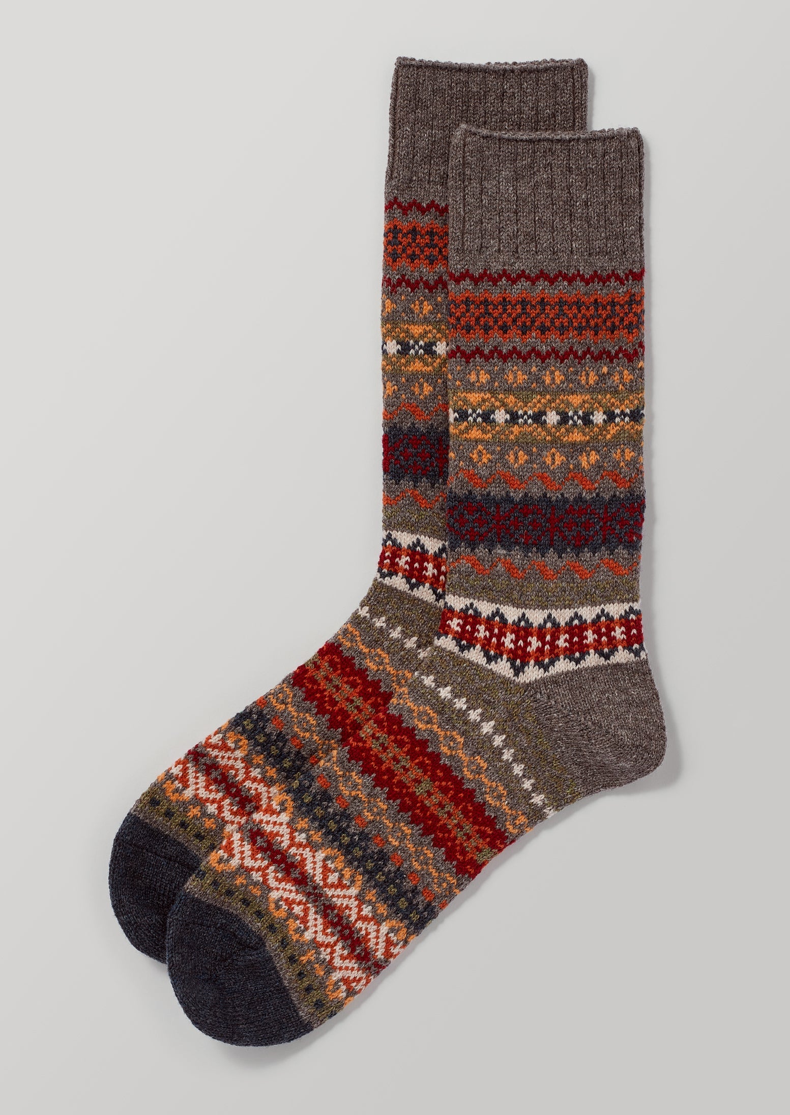 Chup Fair Isle Wool Socks | Smoke
