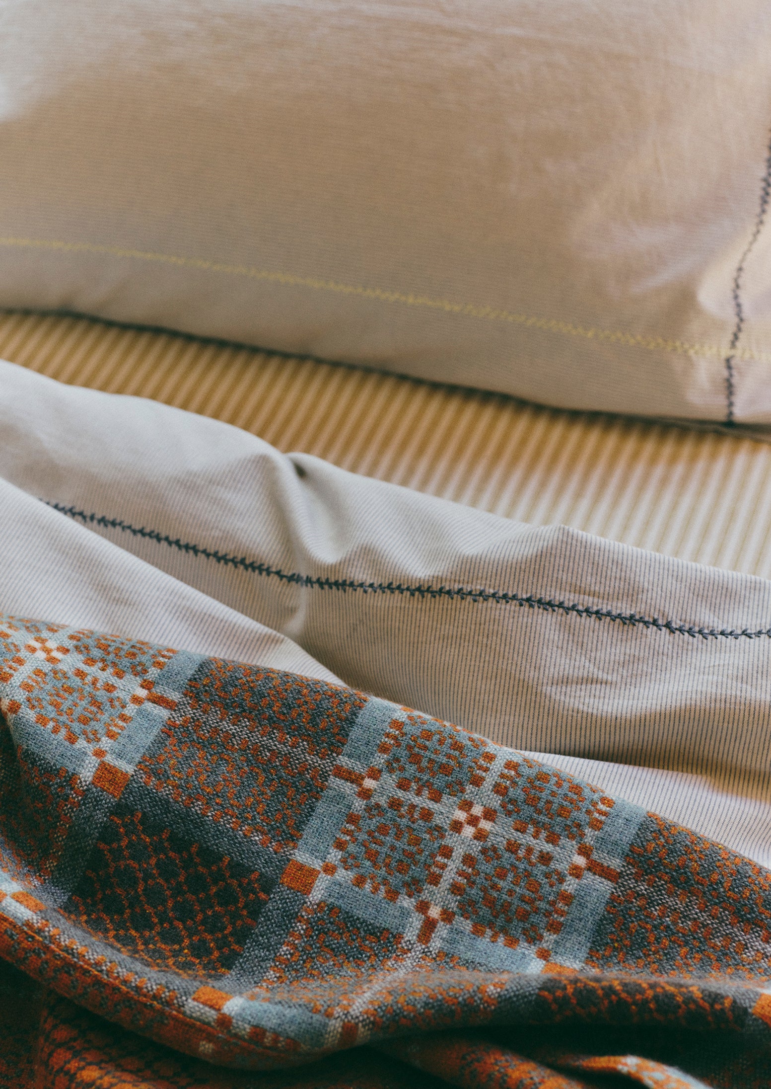 Purity Organic Cotton Duvet Cover Set in Charcoal Stripe