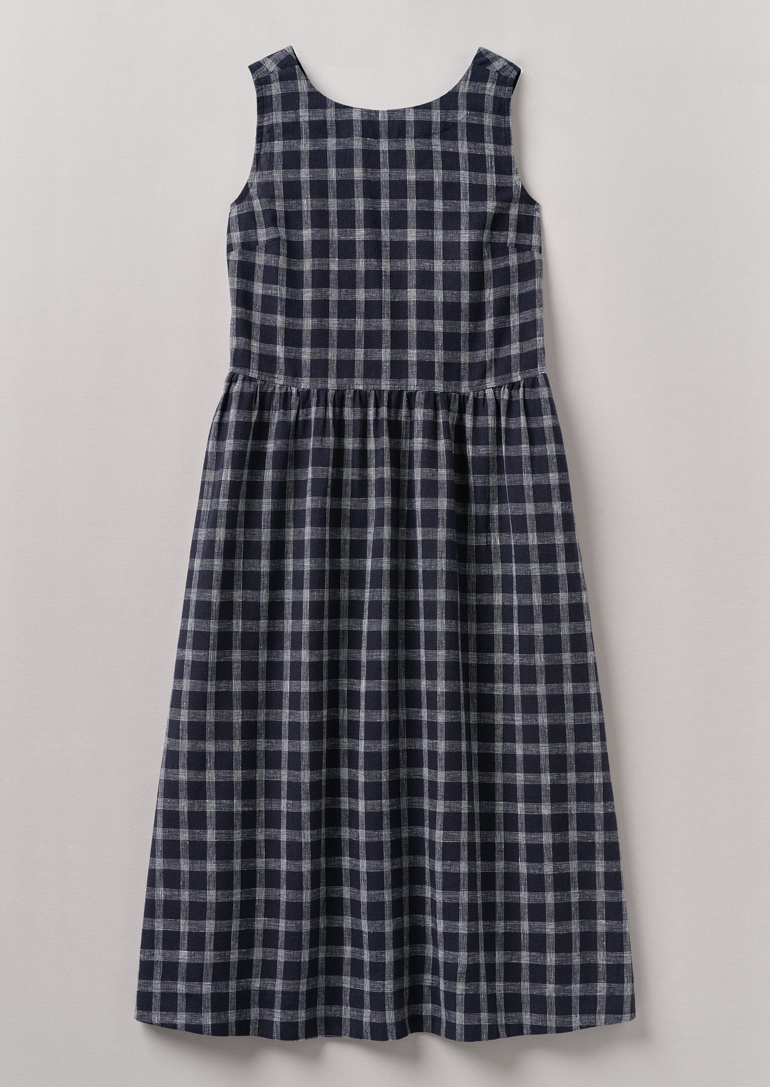 aubree linen dress slate check Reformation Aubree Linen Mini Dress