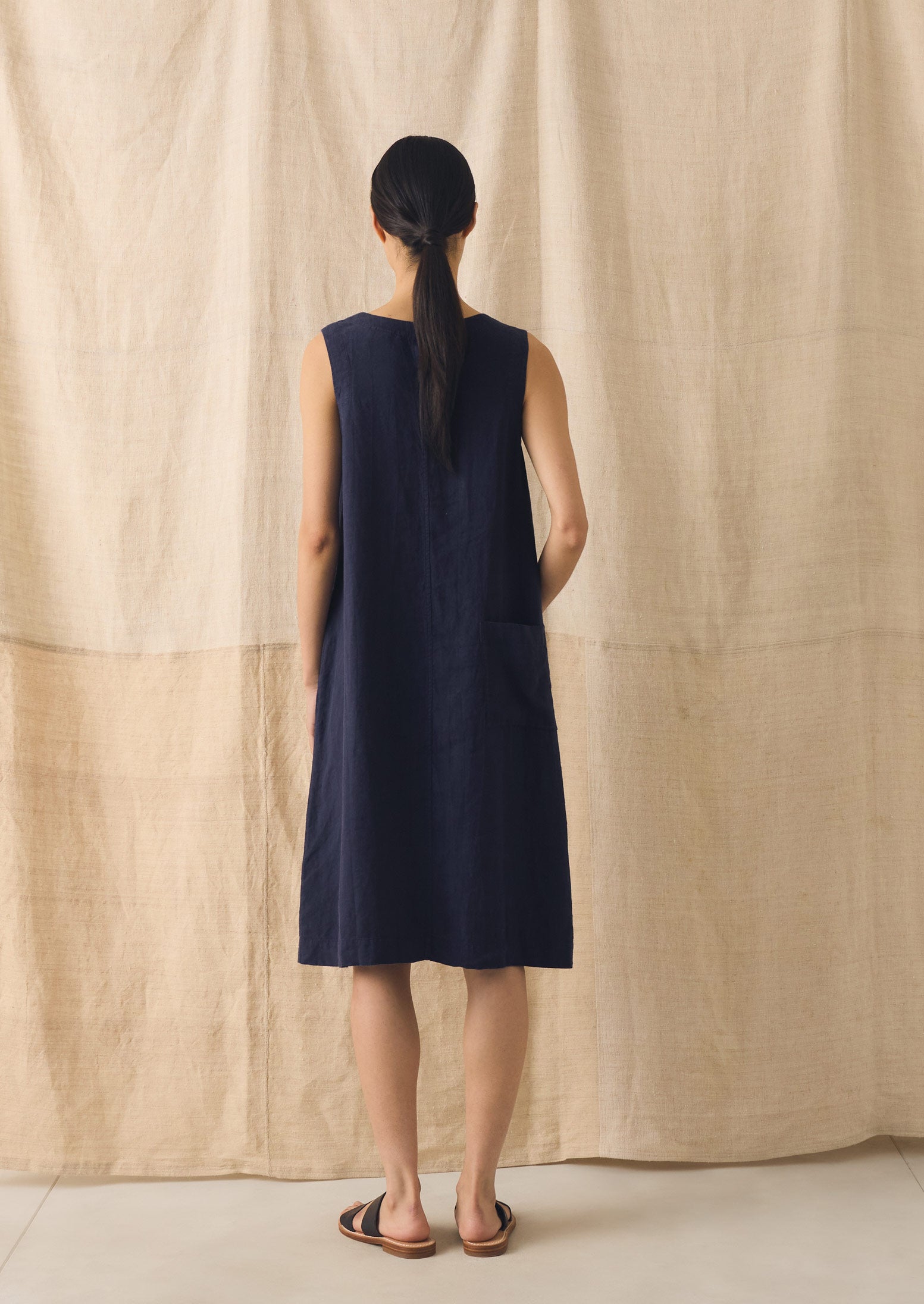 Garment Dyed Linen Shift Dress | Blueberry | TOAST