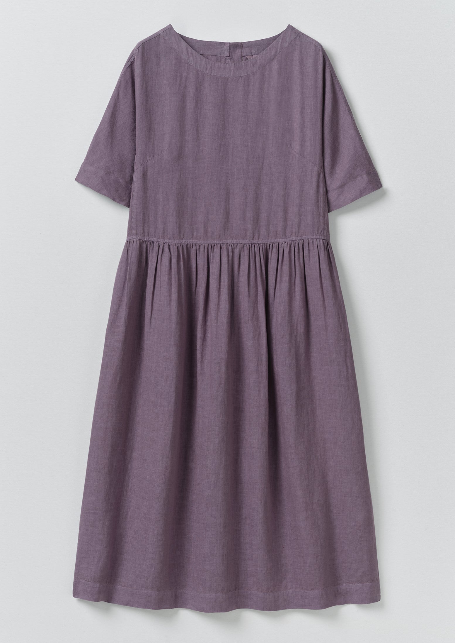 Lightweight Linen Gathered Waist Dress | Dark Thistle | TOAST