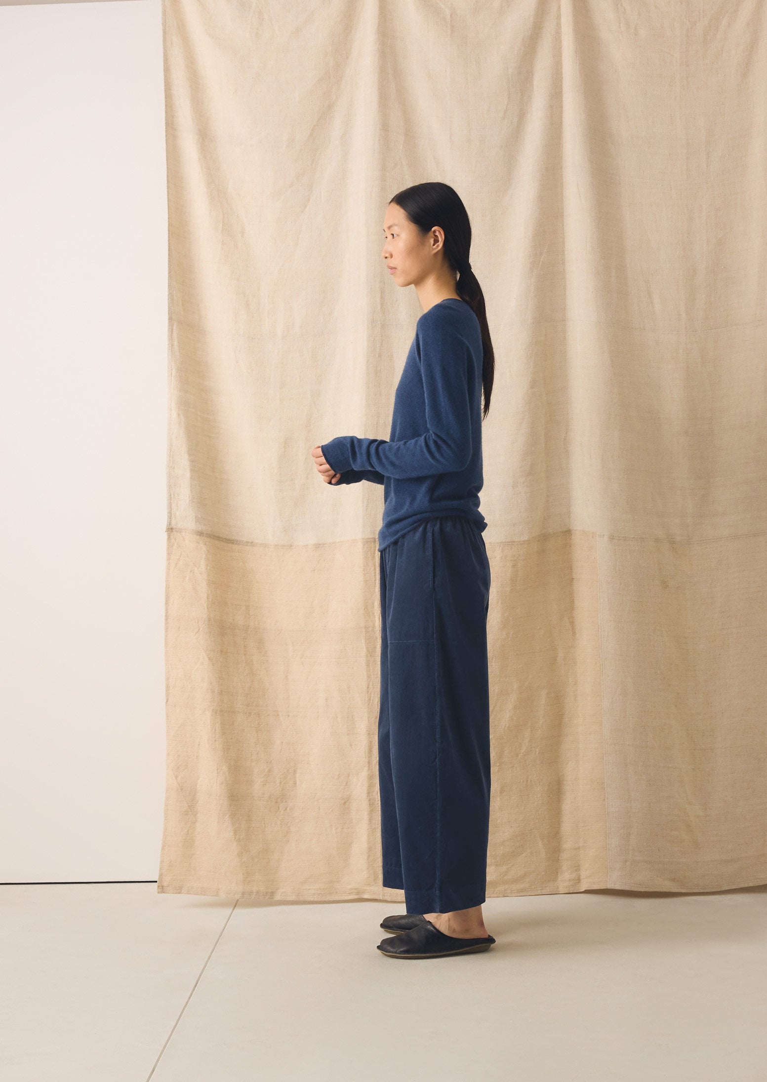 Wool Cashmere Neat Sweater | Midnight | TOAST