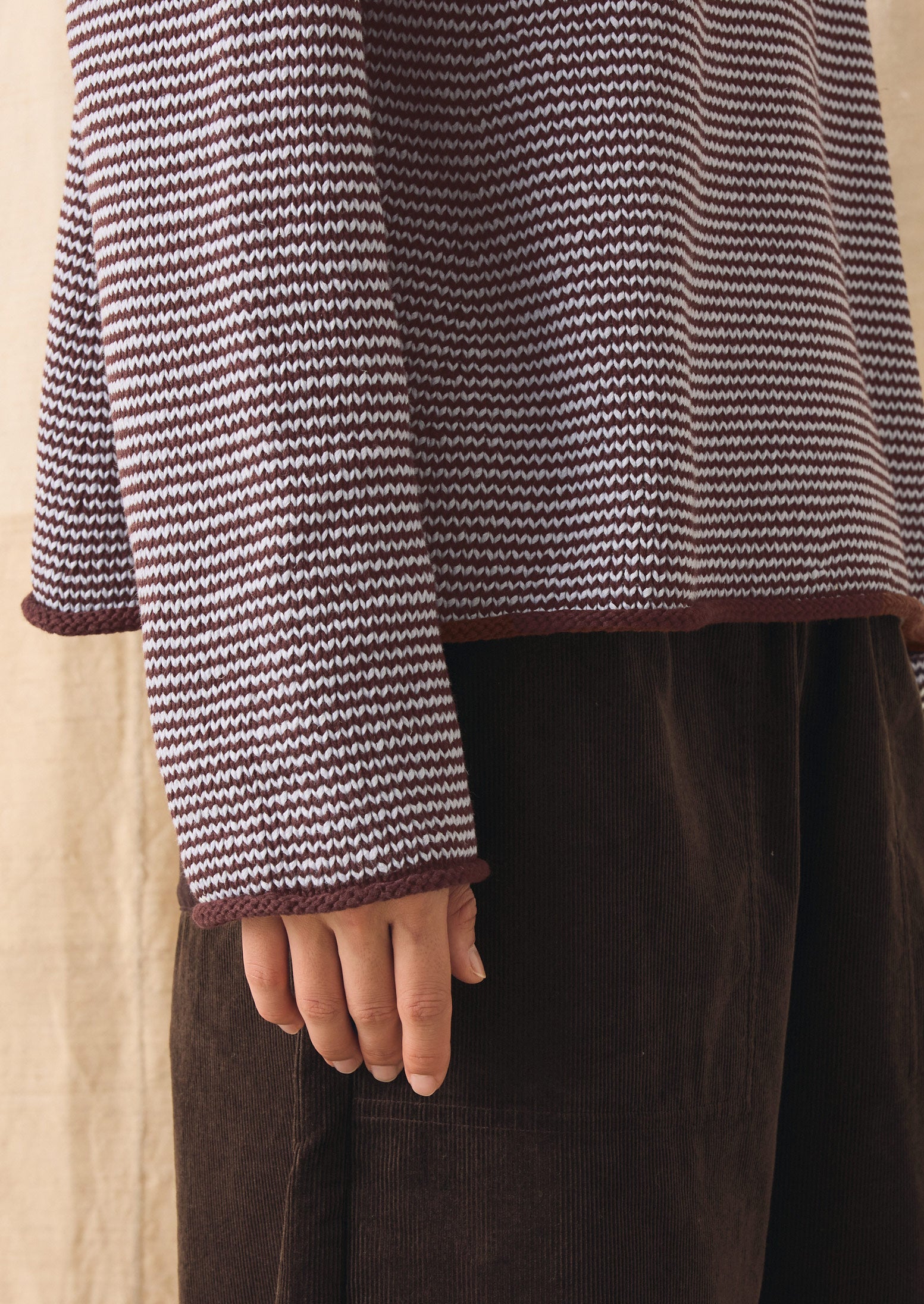 Stripe Linen Cotton Sweater | Brown Ochre/Periwinkle | TOAST