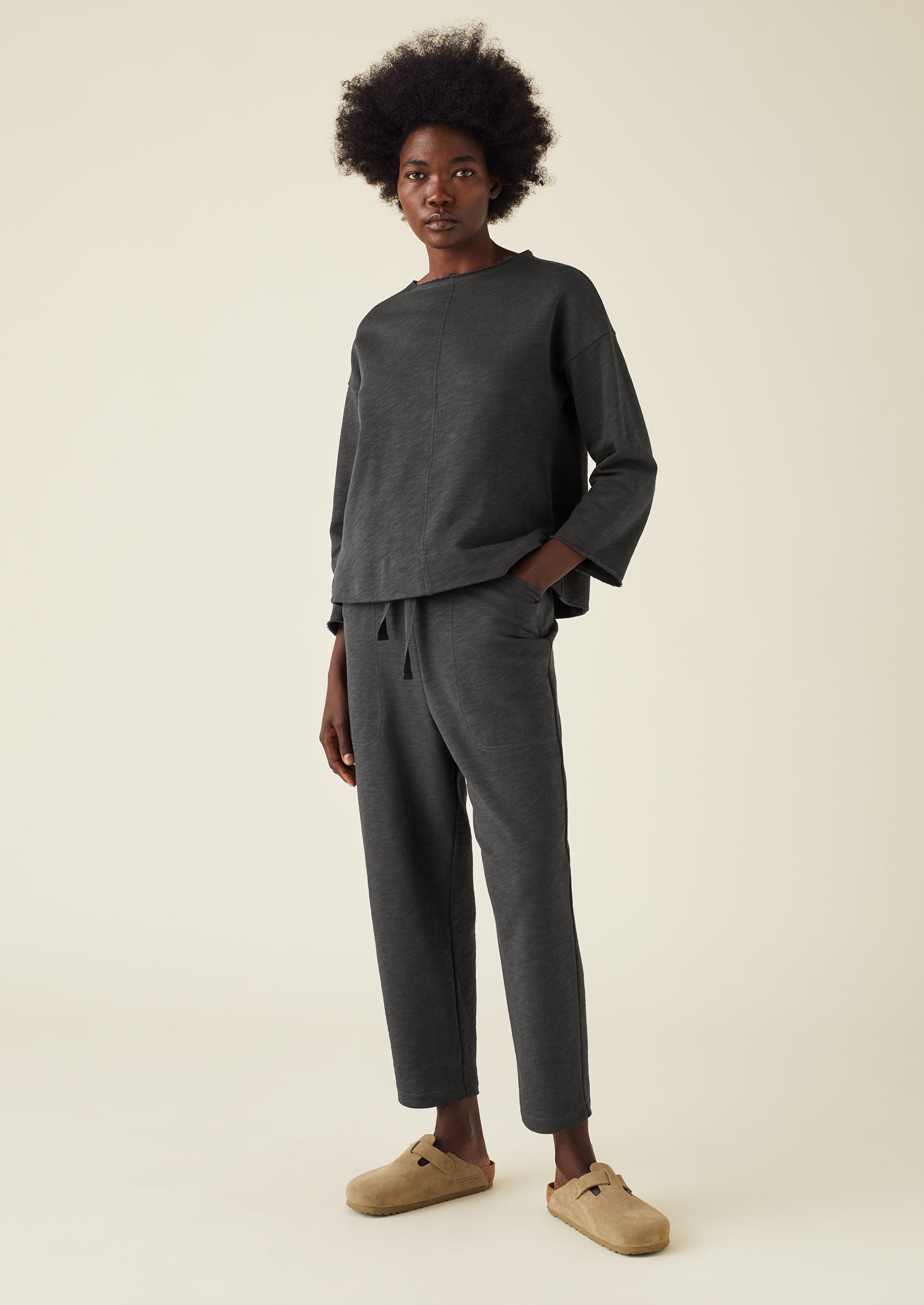 Loop Back Jersey Pull On Trousers | Charcoal