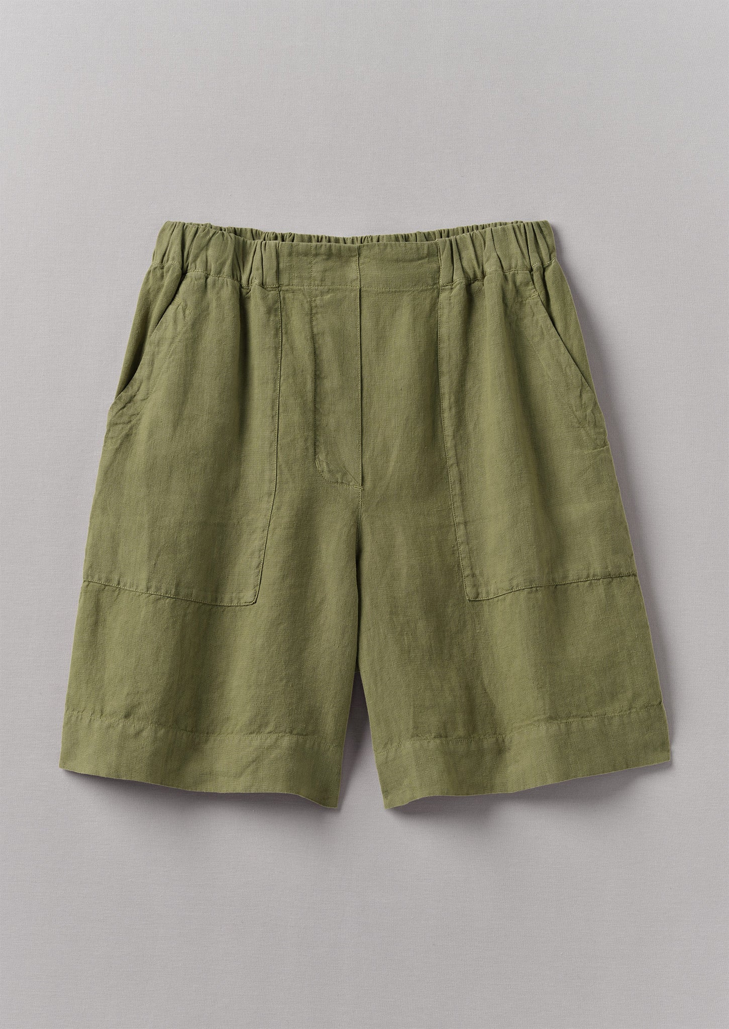 Garment Dyed Linen Shorts | Olive Oil