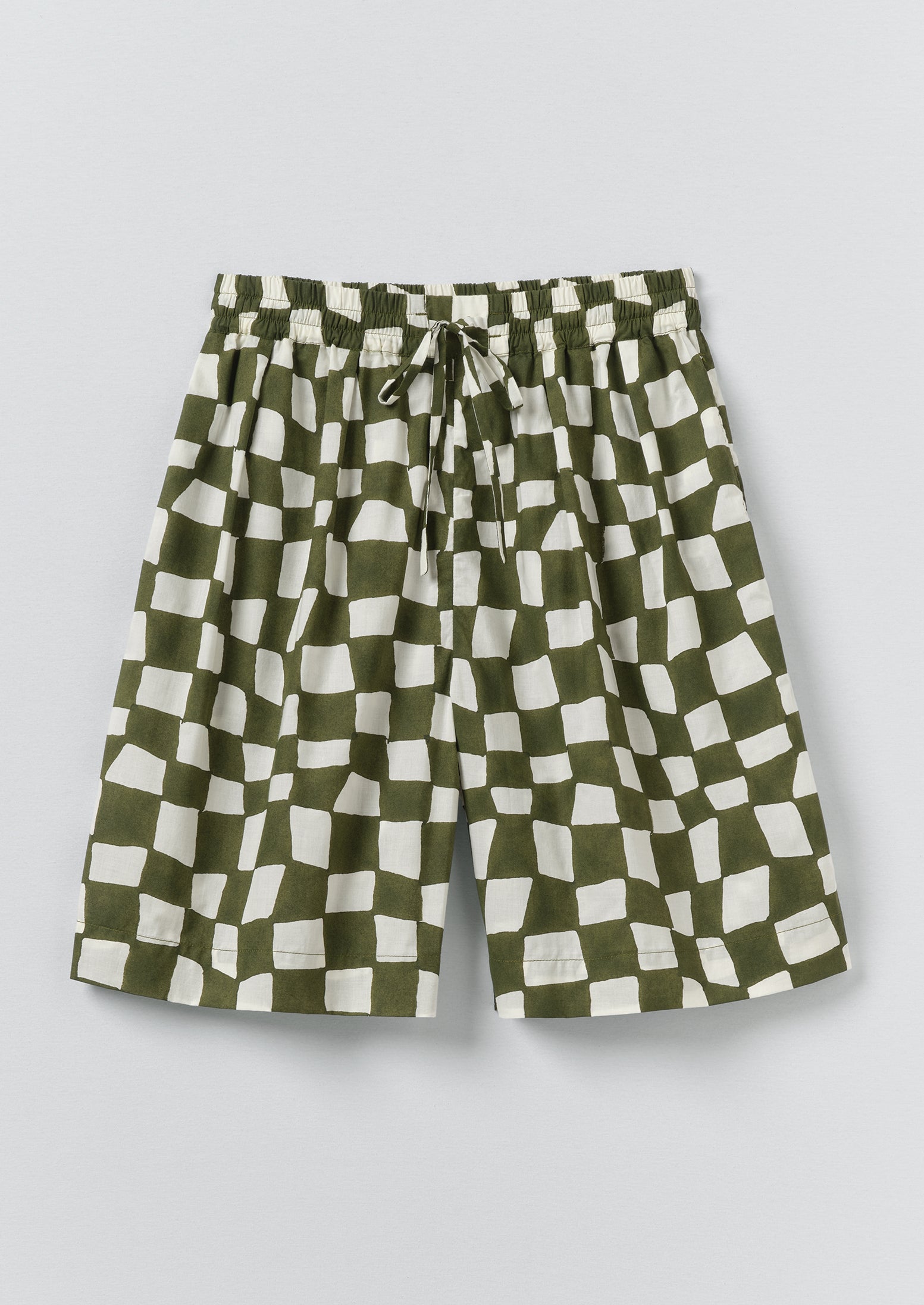 Block Print Warp Check Shorts | Olive | TOAST