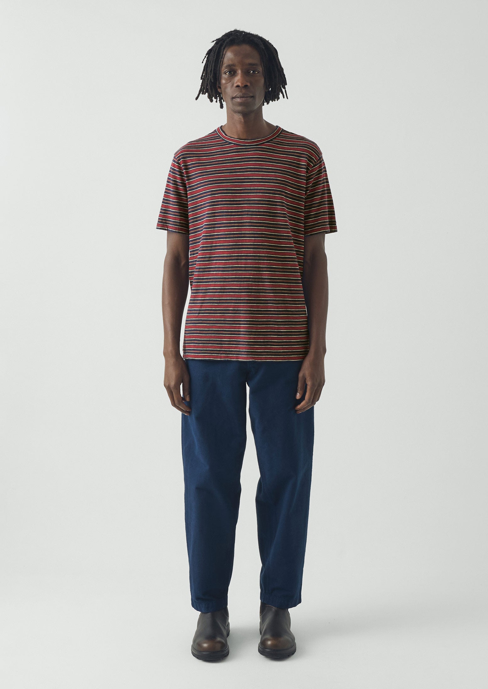 Theo Stripe Cotton Short Sleeve Tee | Provencal Blue/Multi | TOAST