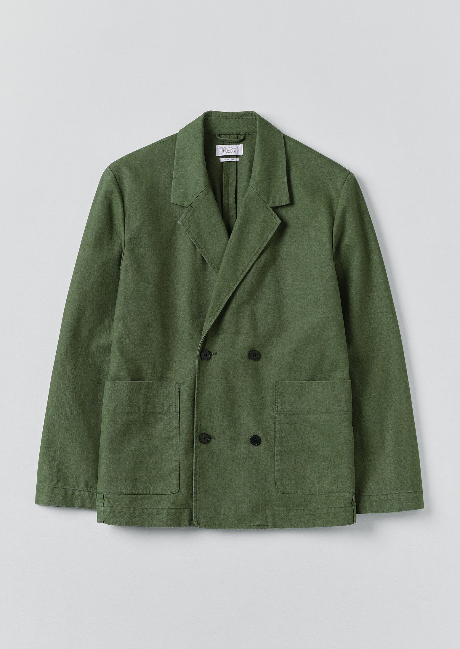Cotton Canvas Breasted Jacket Balsam Green