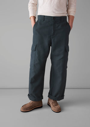 Patch Pocket Wide Leg Trousers | Slate Navy