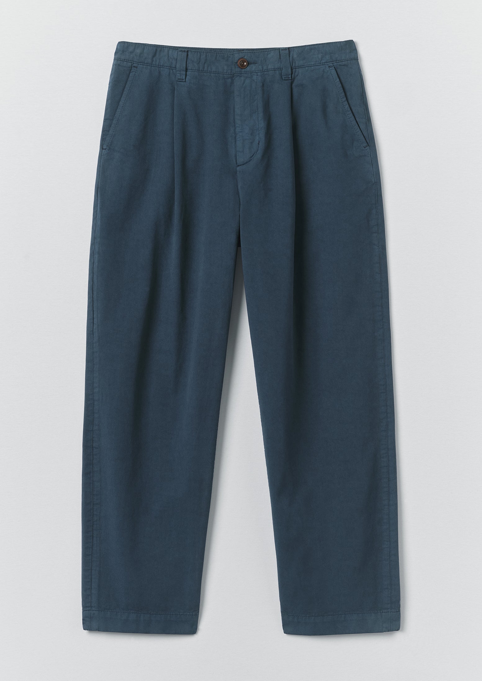Otto Pleated Cotton Twill Trousers | Smoke Blue | TOAST