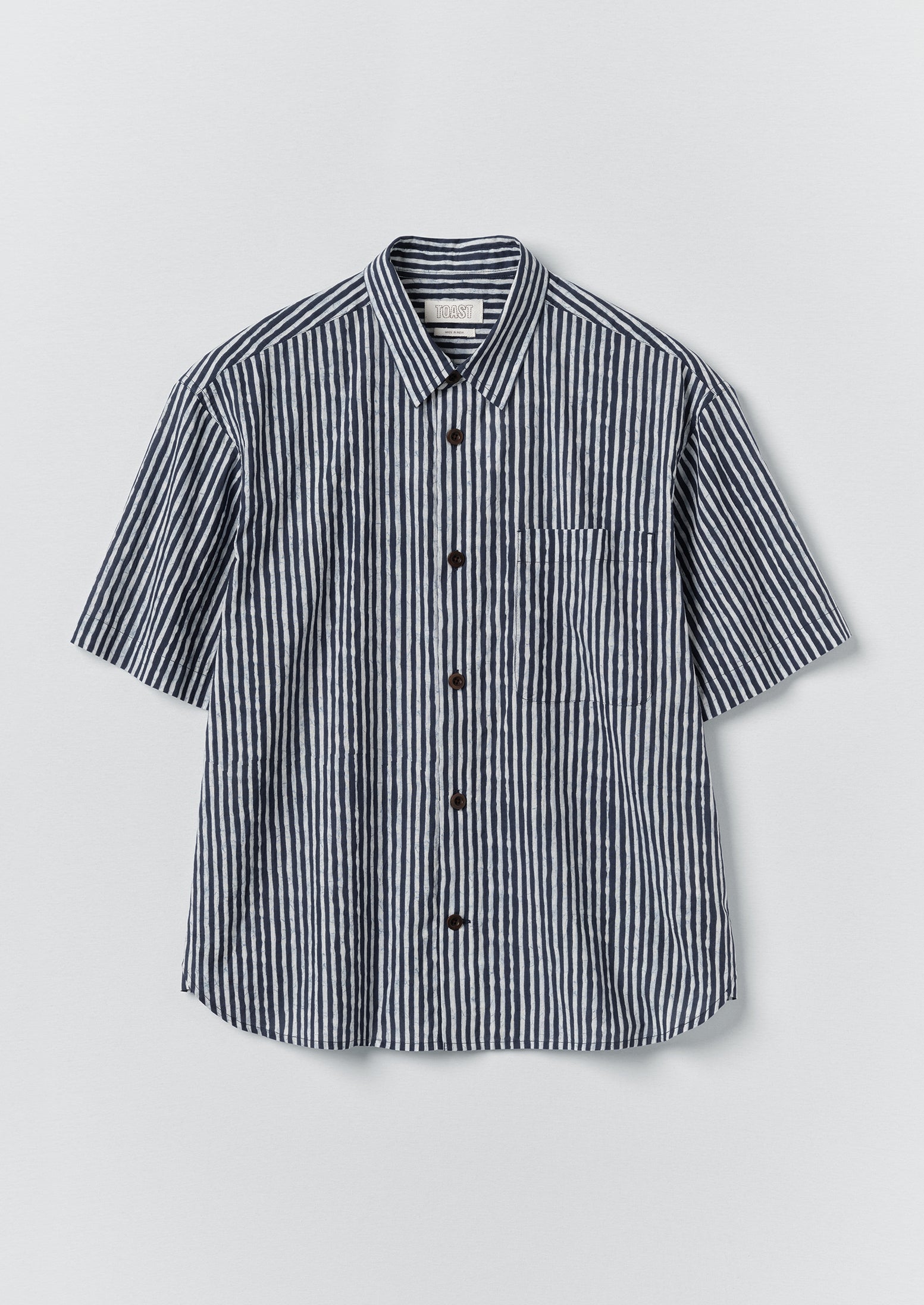 Natural Dye Stripe Cotton Shirt | Indigo | TOAST