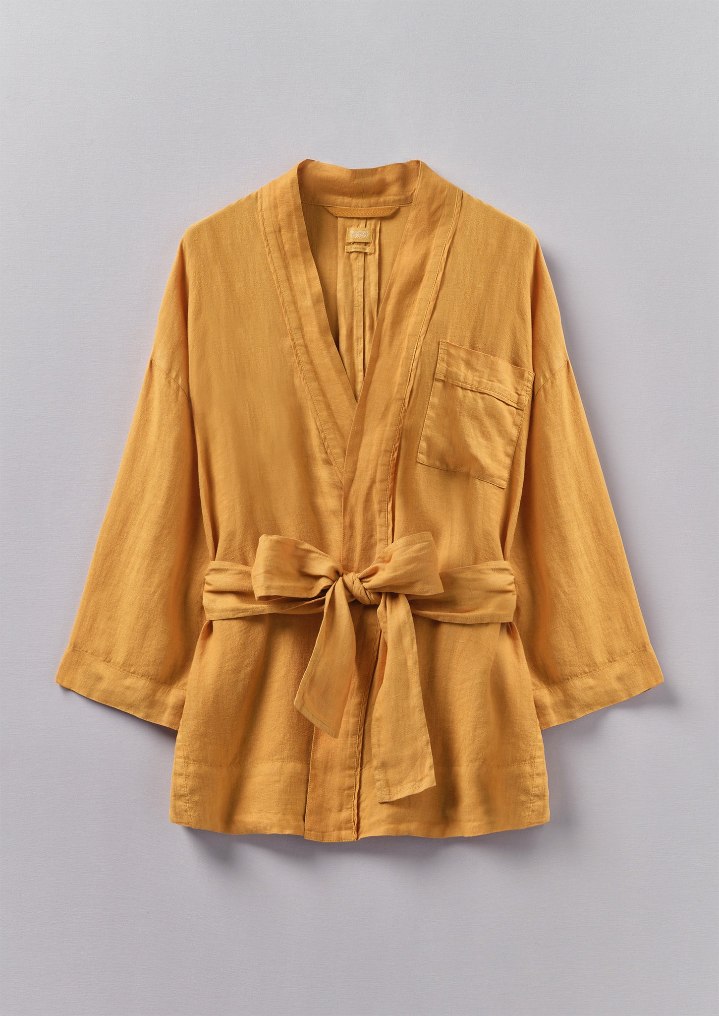 Garment Dyed Linen Wrap Jacket | Amber