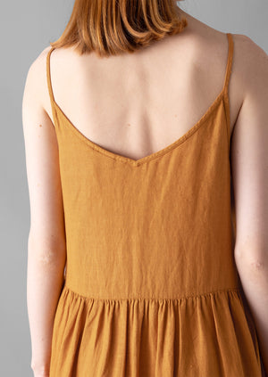 Garment Dyed Lightweight Linen Lounge Dress | Amber