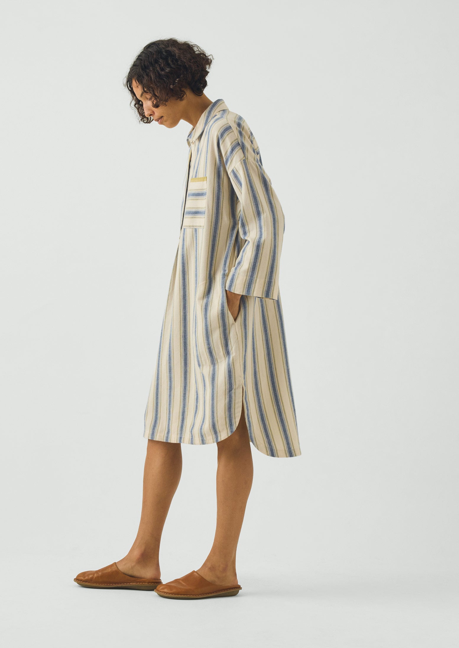 Solstice Stripe Flannel Nightshirt | Midnight/Gooseberry