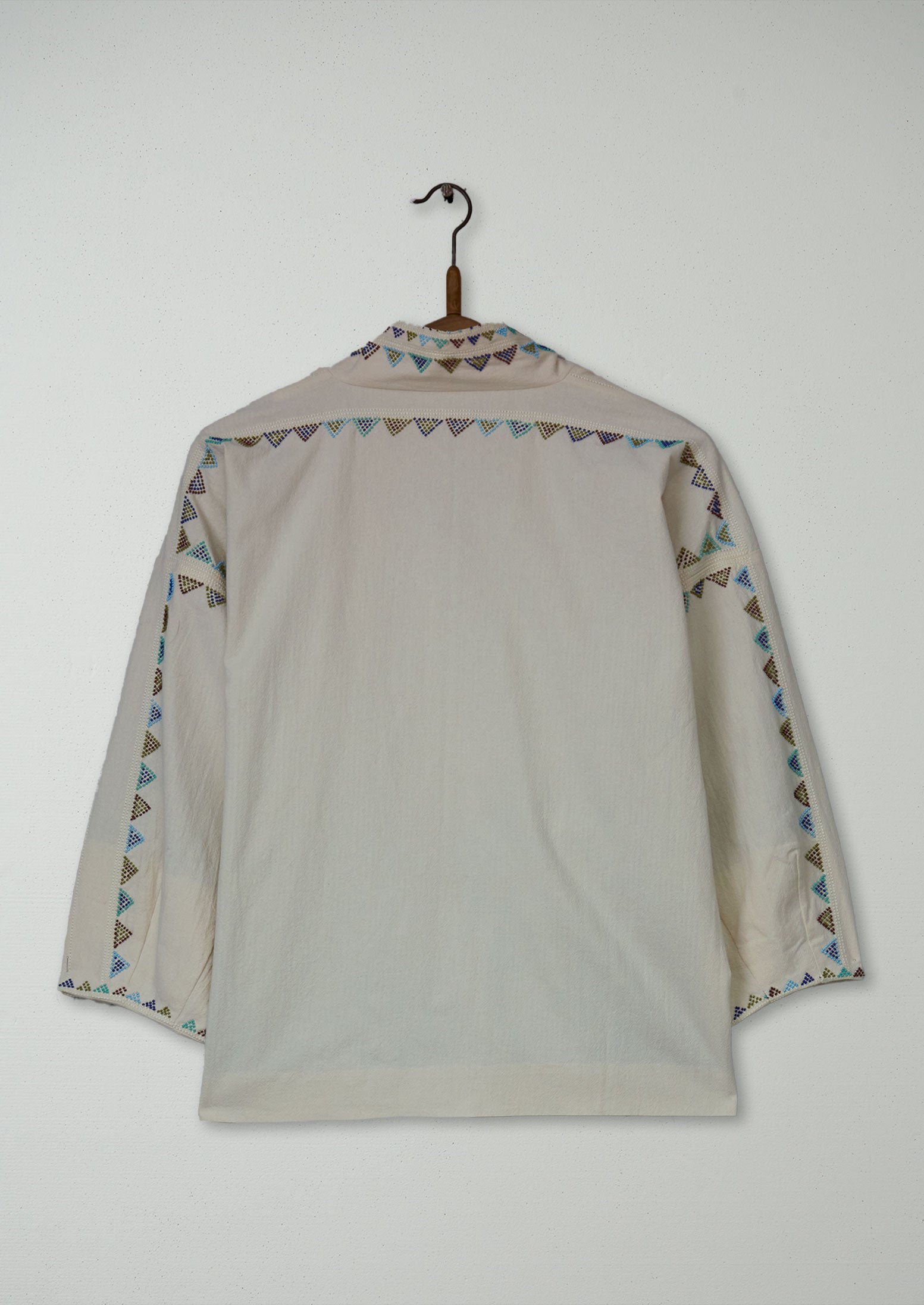 Reworn Hand Beaded Wrap Jacket Size XXSXS (239) | Chalk
