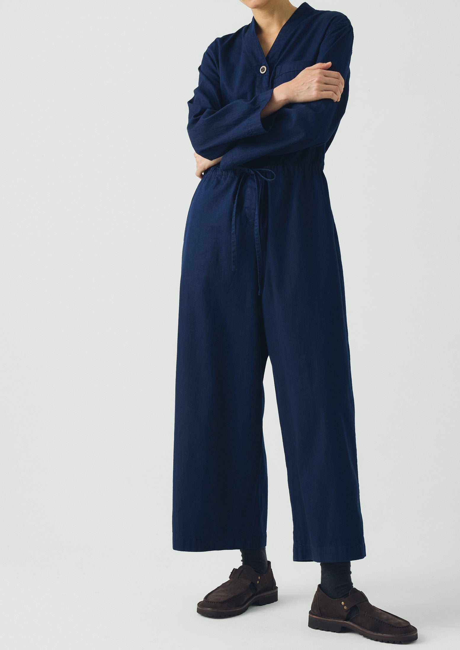 Indigo Cotton Twill Jumpsuit | Indigo