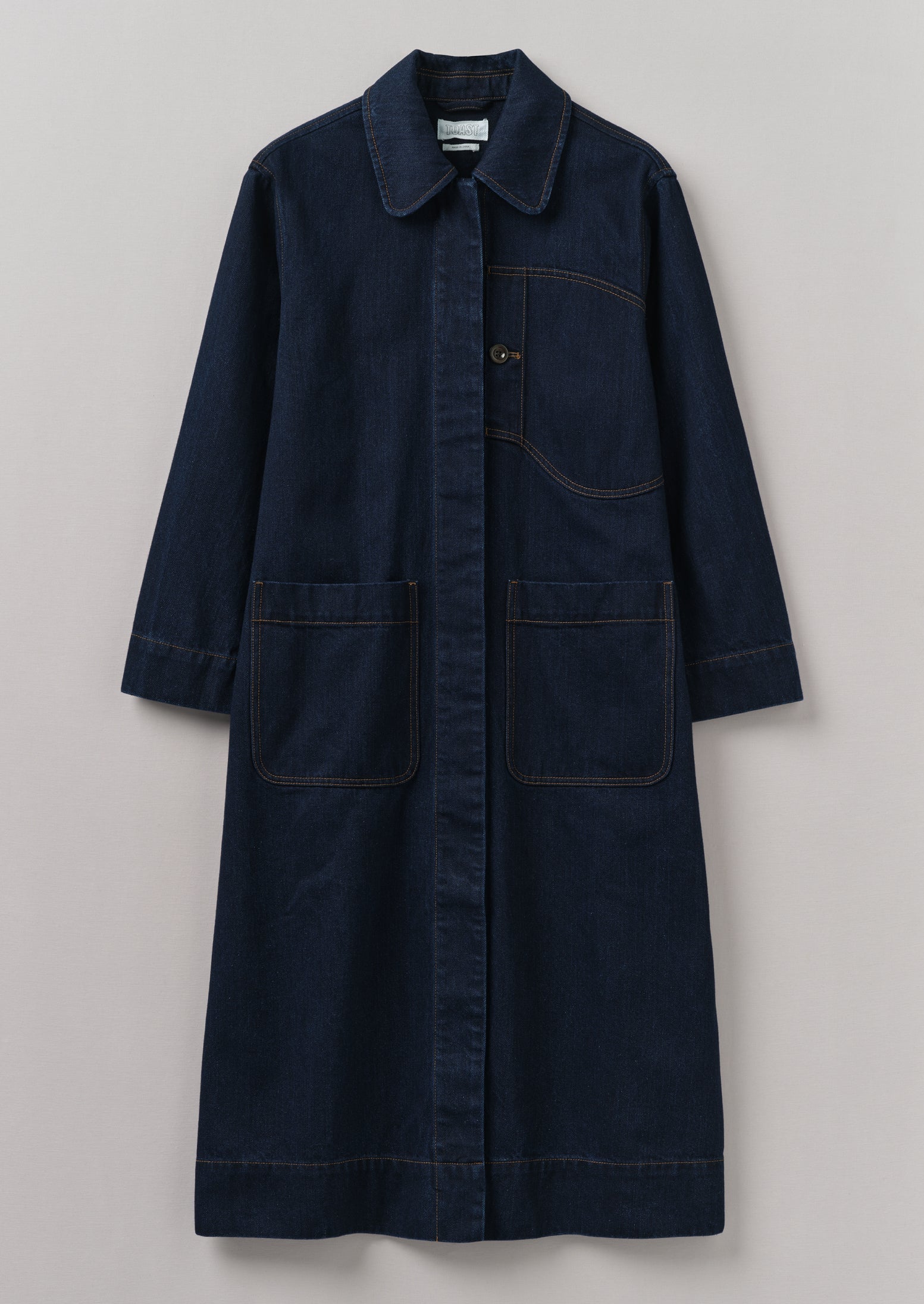 Patch Pocket Japanese Denim Coat | Indigo | TOAST