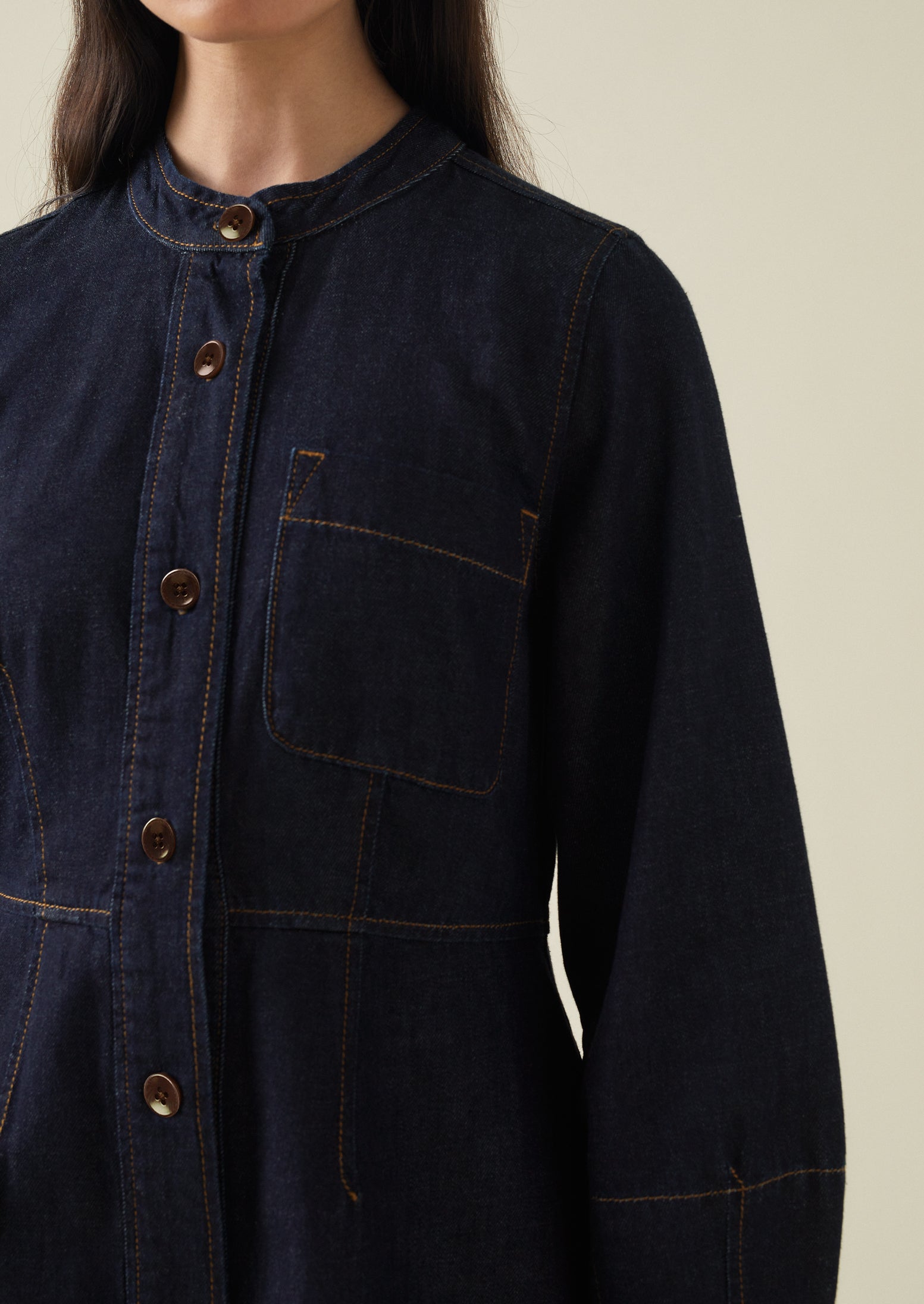 Indigo Denim Neat Shirt Dress | Indigo