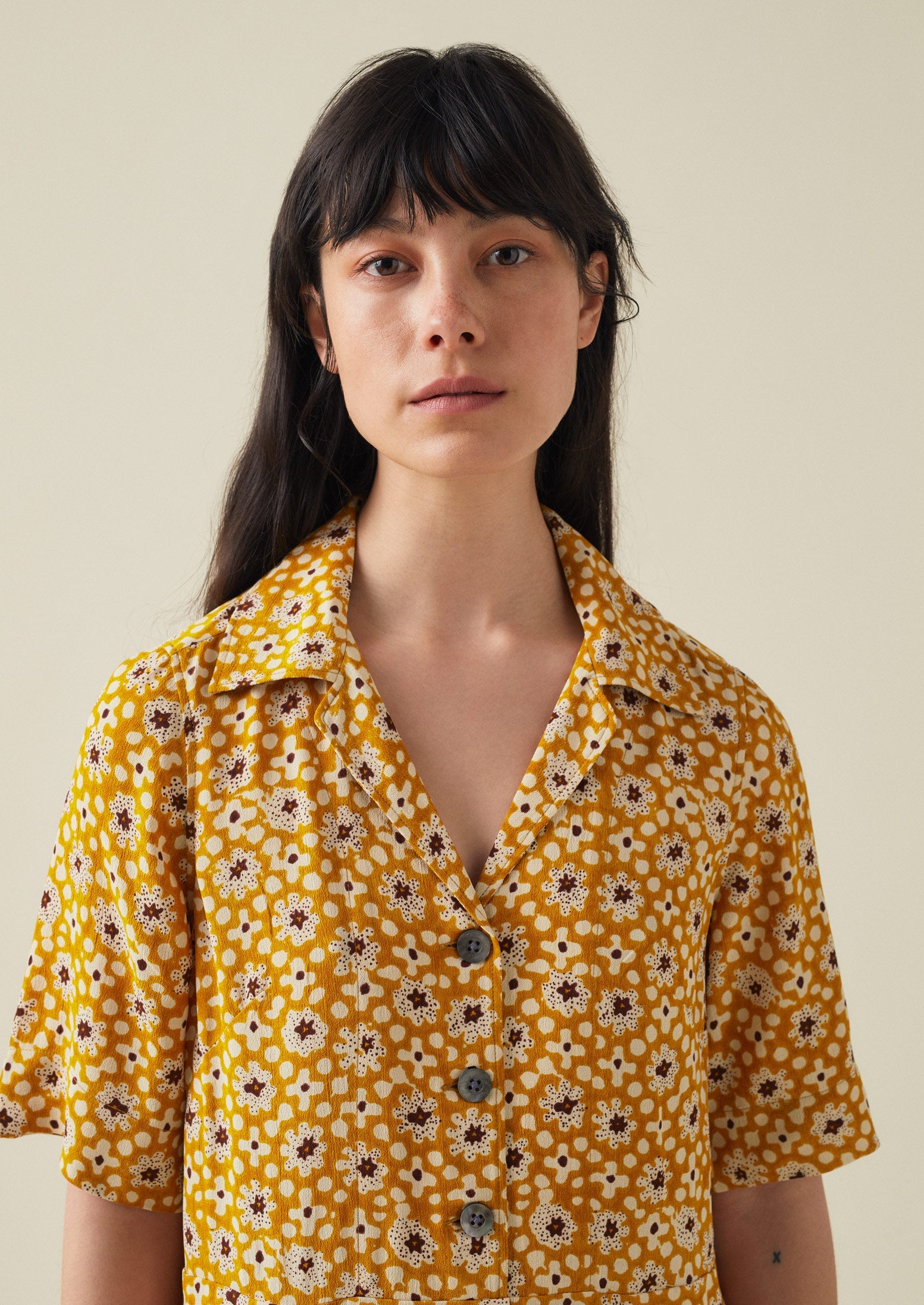 Dotty Print Crepe Shirt Dress | Ginger