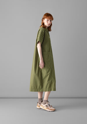 Stripe Organic Cotton Tunic Dress | Dark Olive