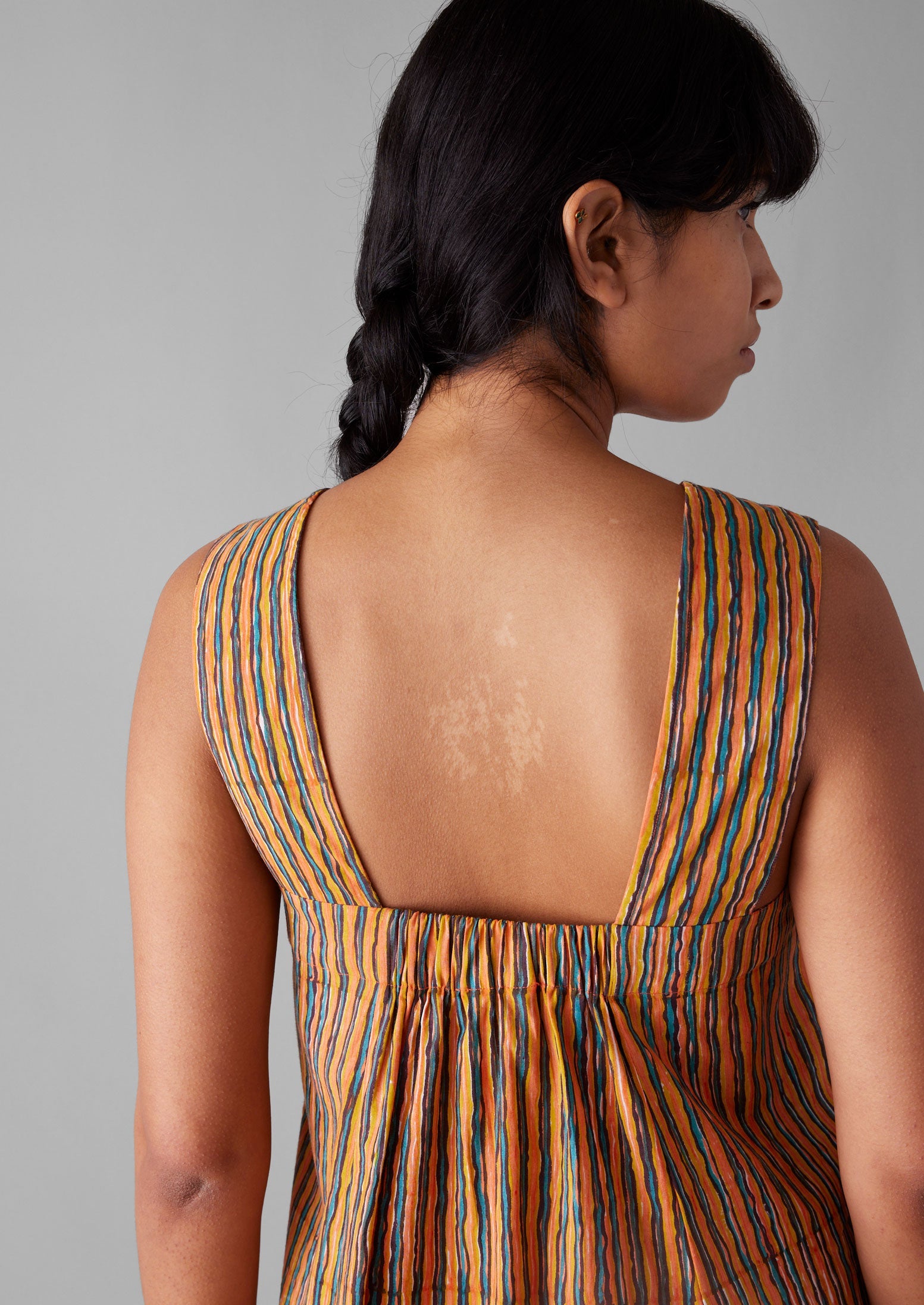 Stripe Block Print Cotton Dress | Poppy