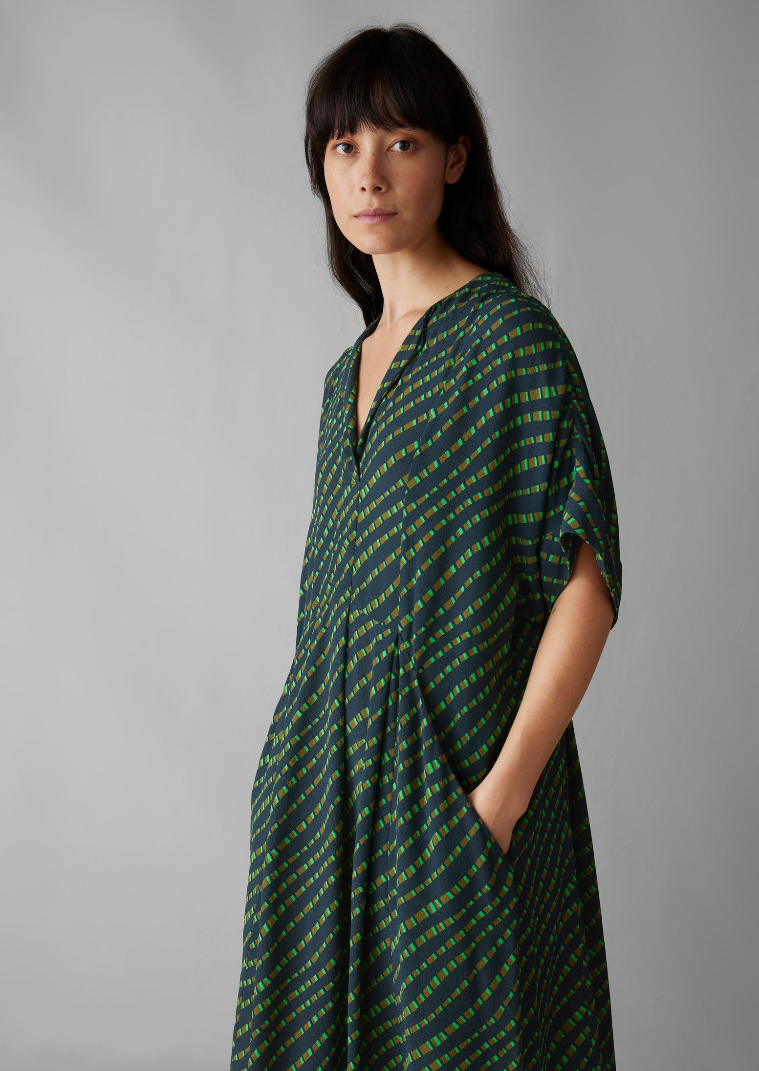 Bryn Trellis Print Crepe Dress | Slate Navy