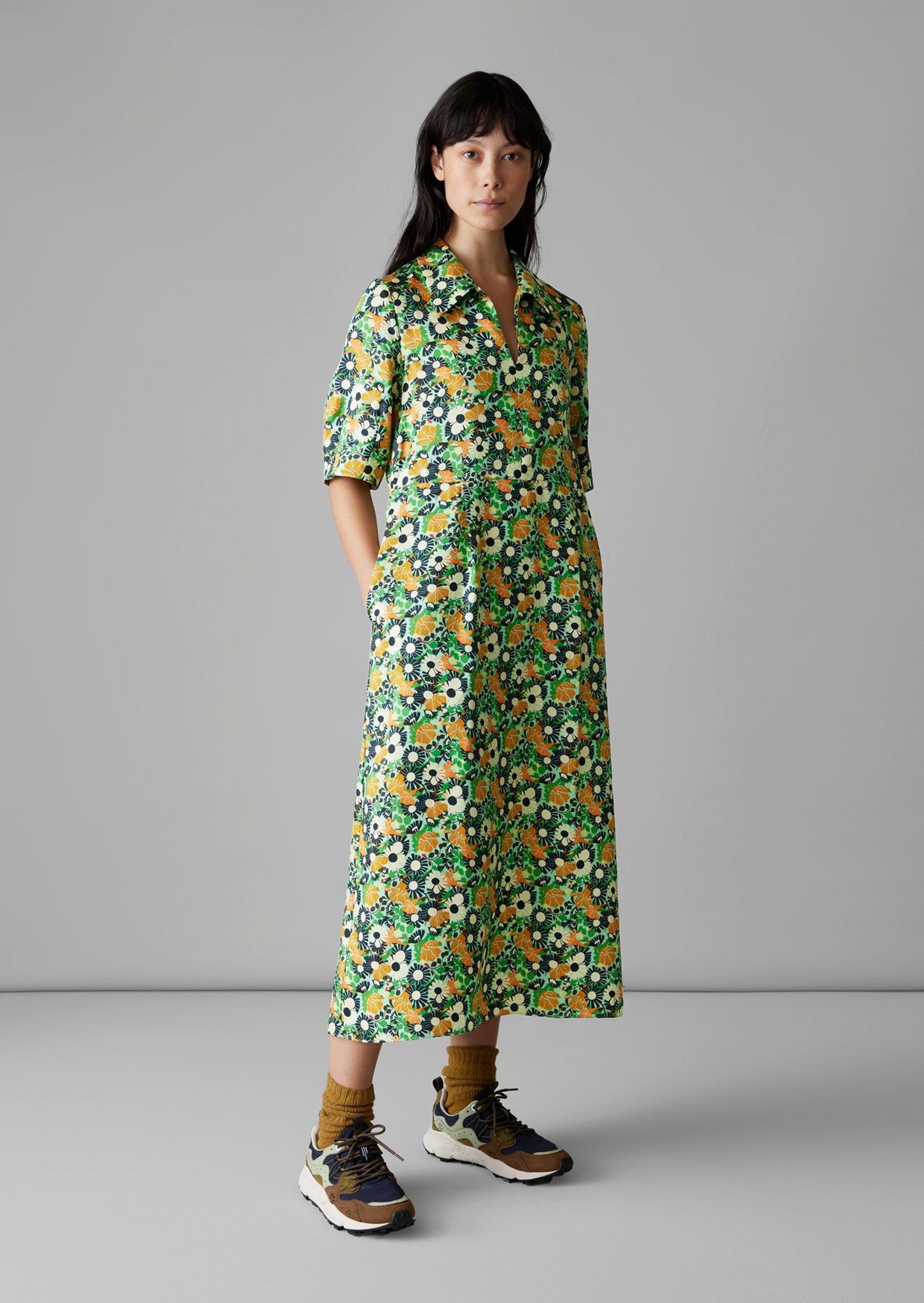 Trailing Nasturtium Print Dress | Garden Green