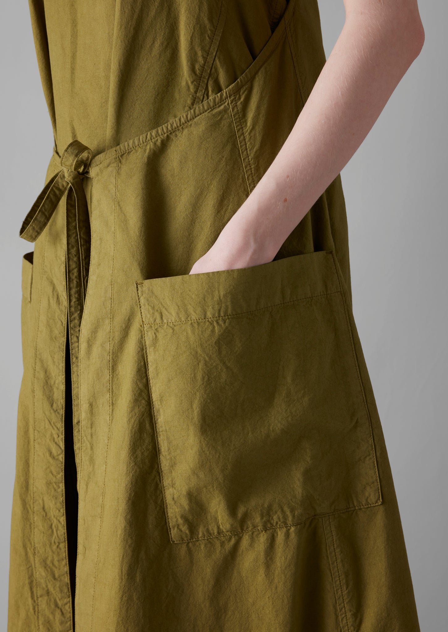 Cotton Linen Poplin Apron Dress | Wax Green