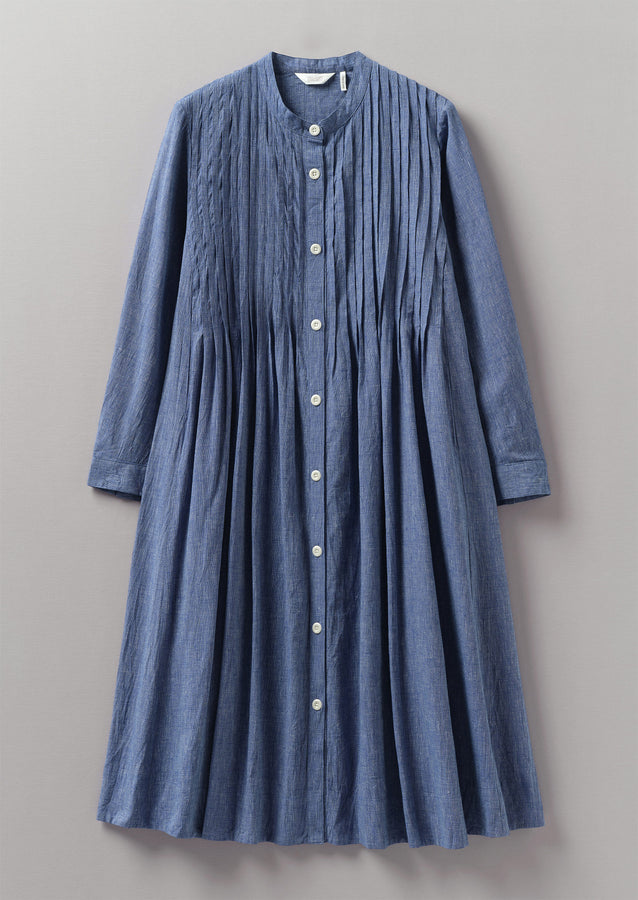 Pintuck Chambray Dress | Chambray Blue