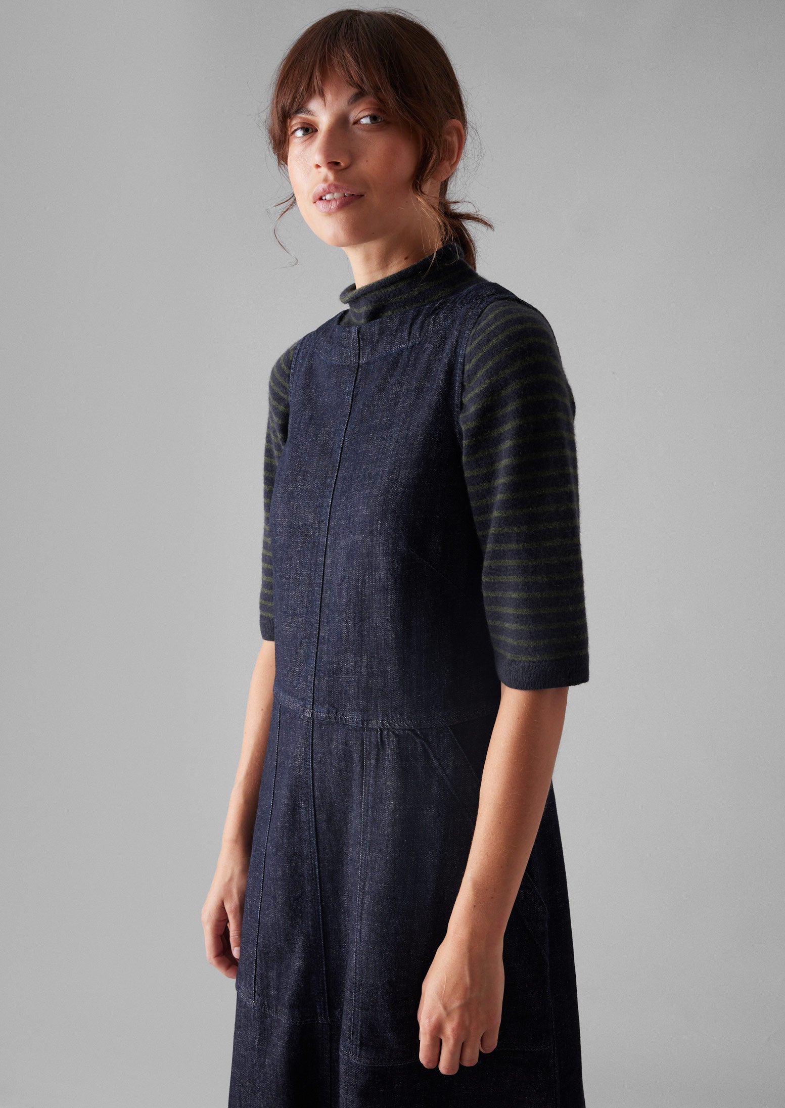 Patch Pocket Denim Dungaree Dress | Indigo