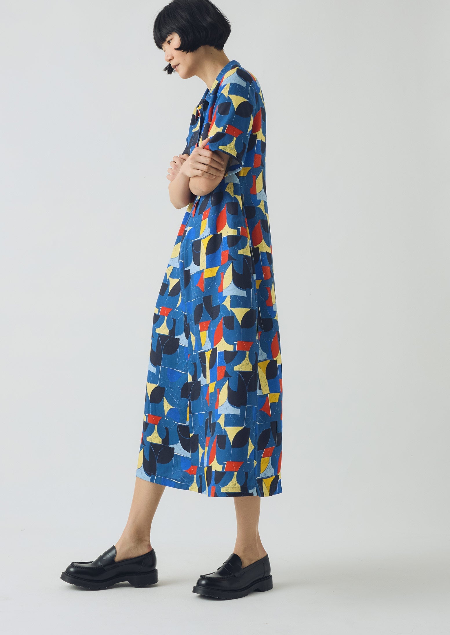 Paintbox Print Fluid Shirt Dress | Delft