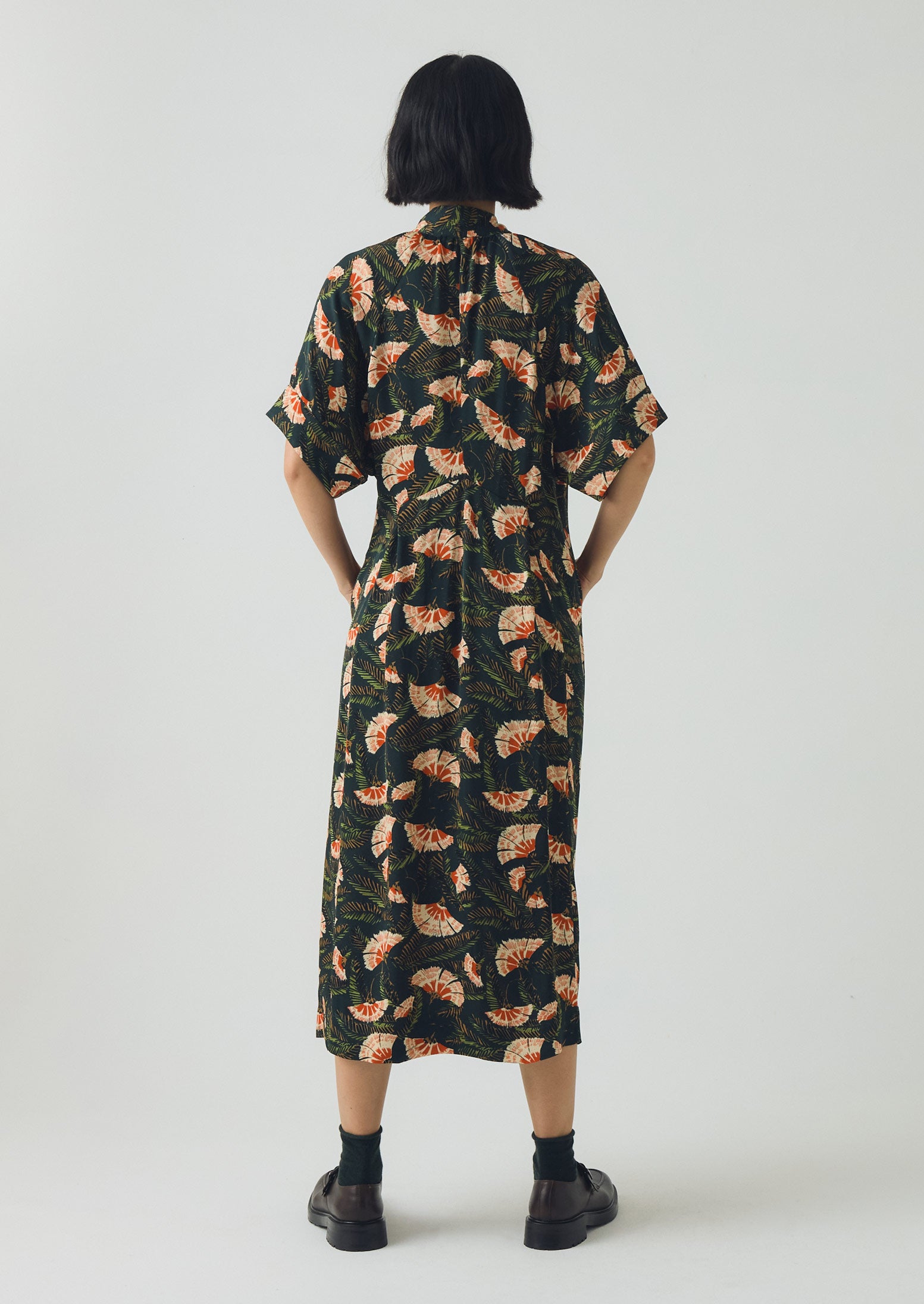 Bryn Dianthus Print Dress | Midnight Green