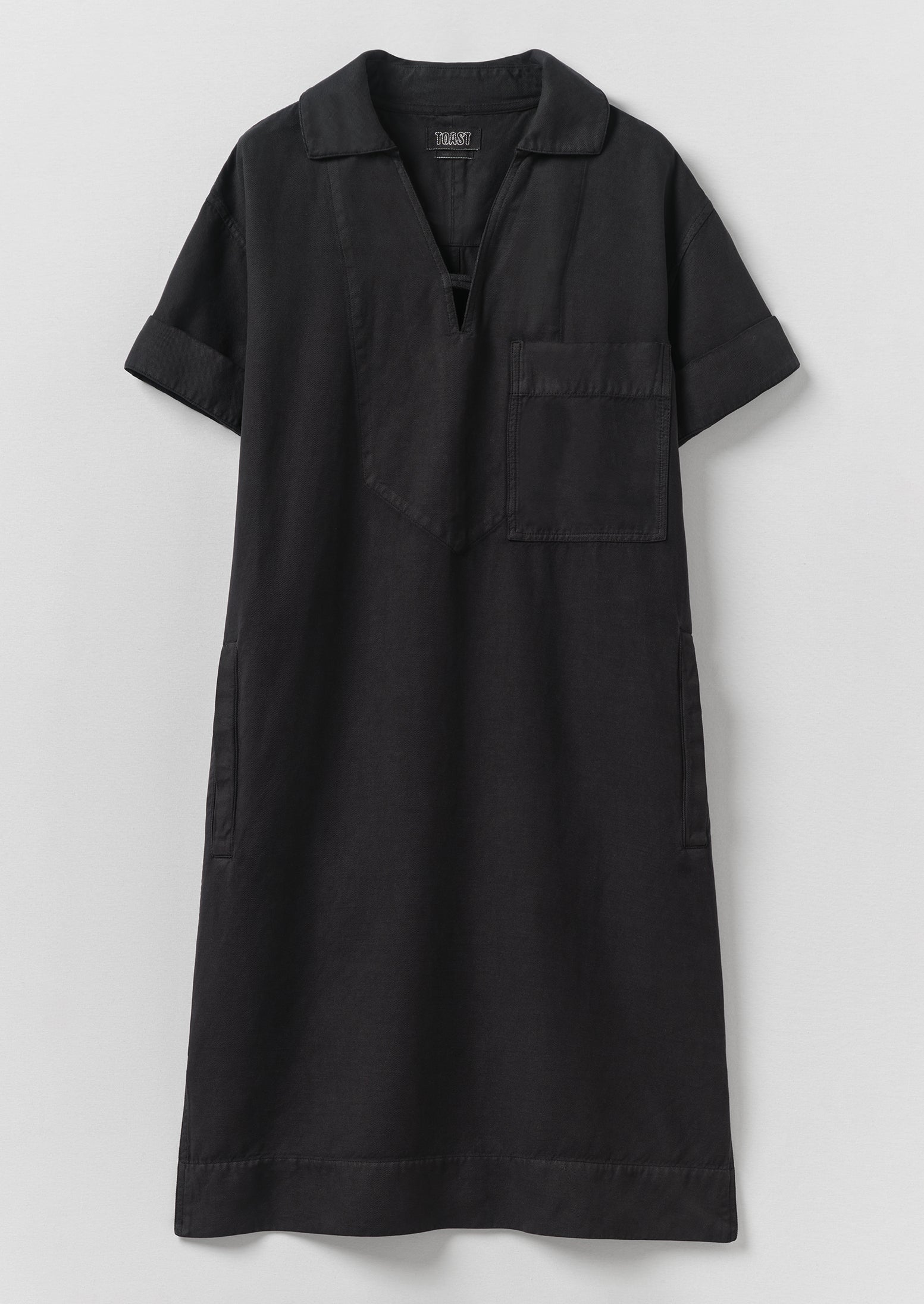 Cotton Linen Smock Dress | Soft Black | TOAST