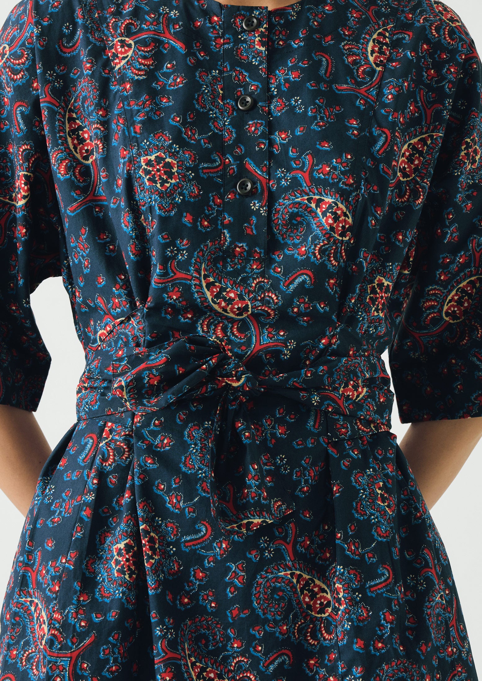 Provencal Paisley Print Cotton Poplin Dress | Provencal Blue | TOAST