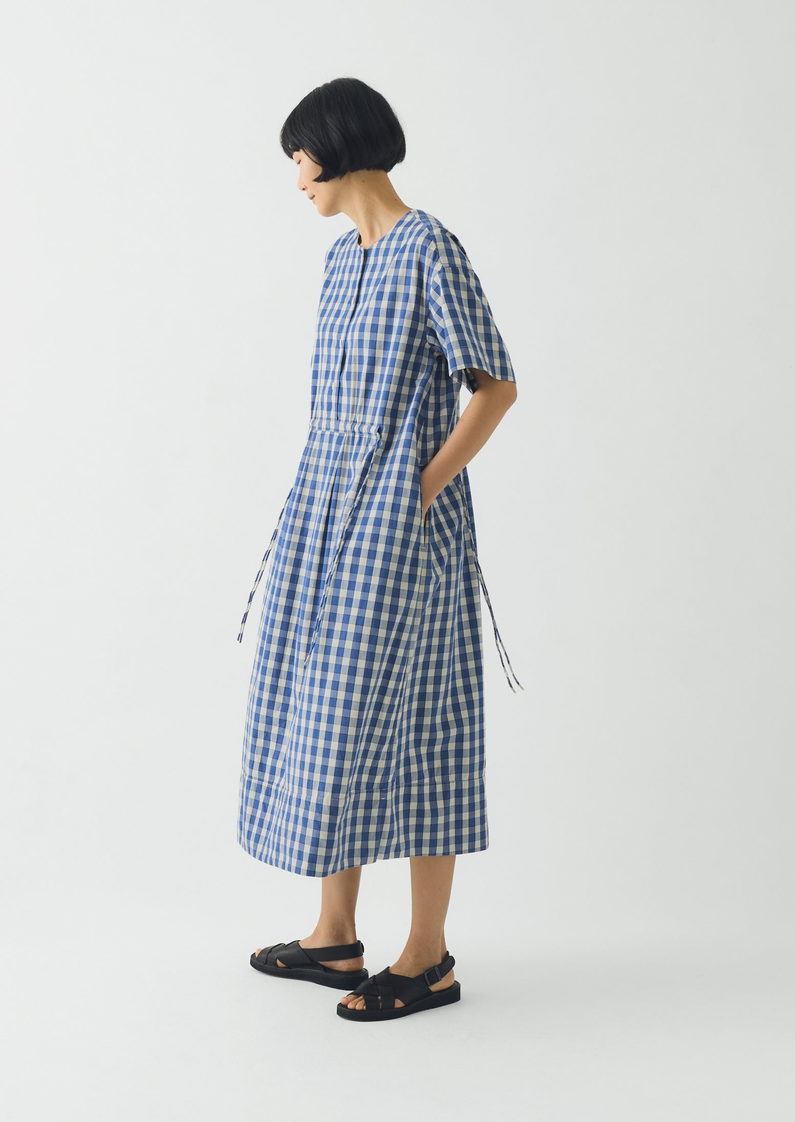 Gingham Check Cotton Dress | Pacific Blue
