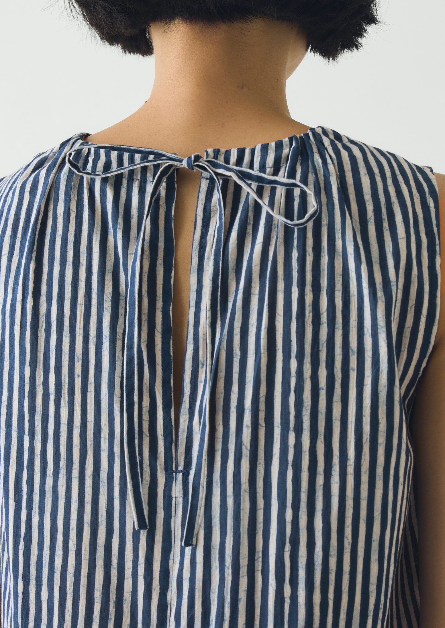 Martha Natural Dye Stripe Cotton Dress | Indigo