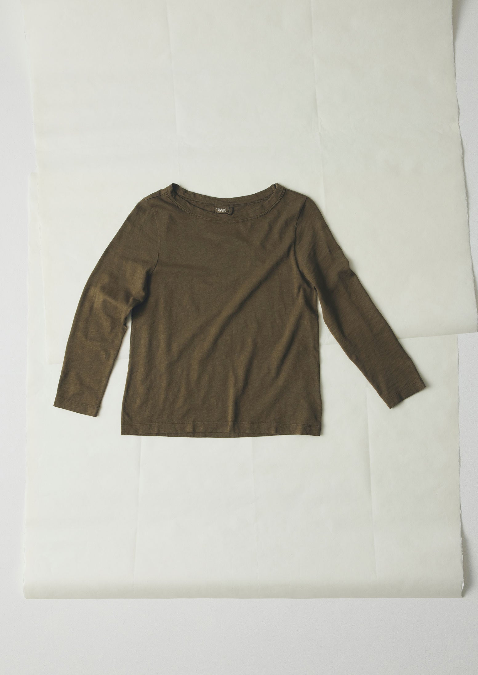 Lia Cotton Boat Neck Tee | Olive | TOAST