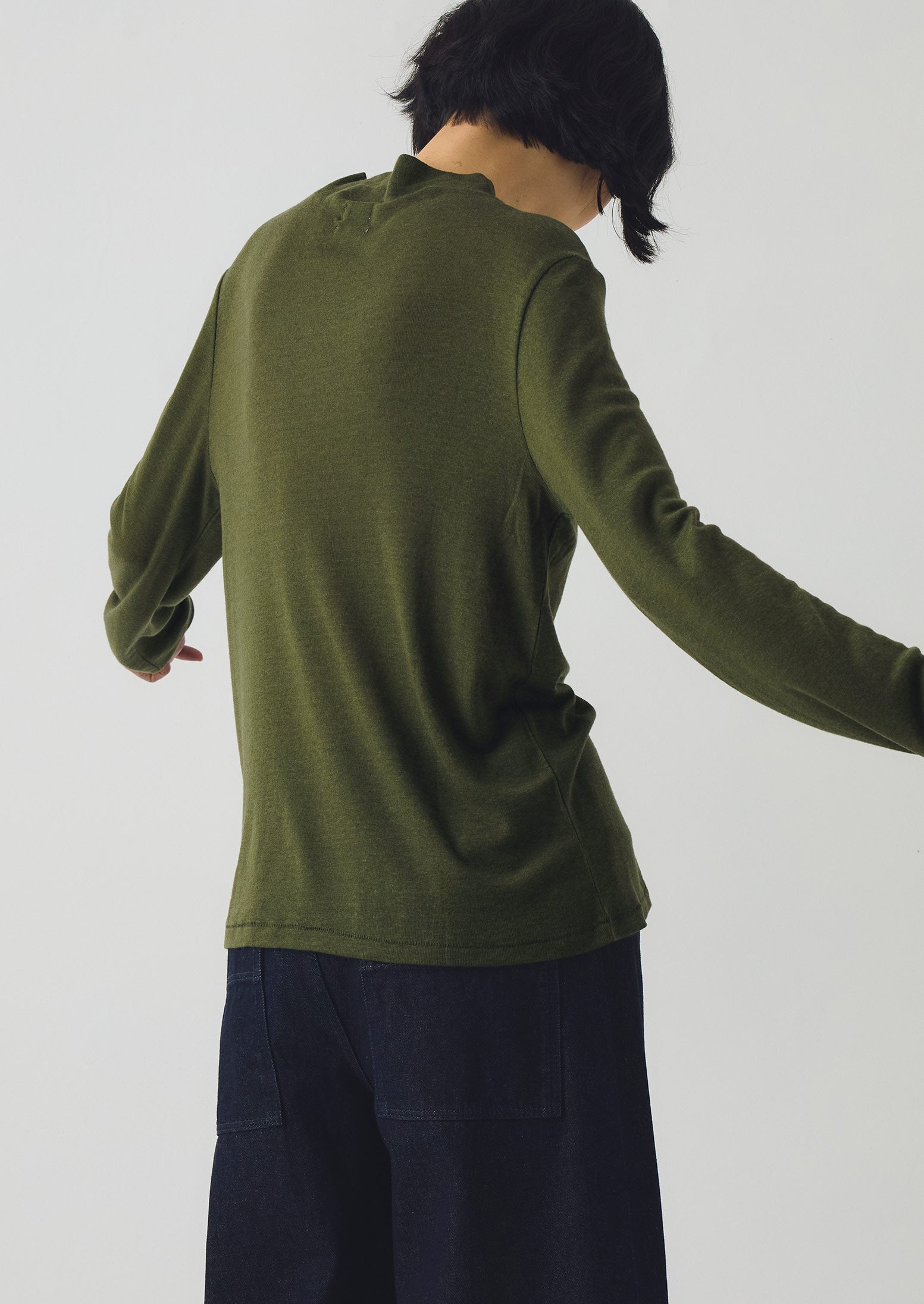 Aster High Neck Wool Lyocell Tee | Pea main image 1