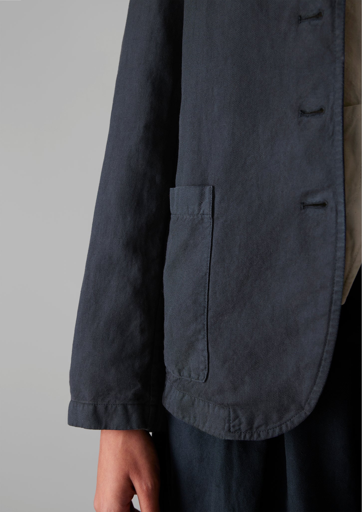 Garment Dyed Cotton Linen Neat Jacket | Slate Navy