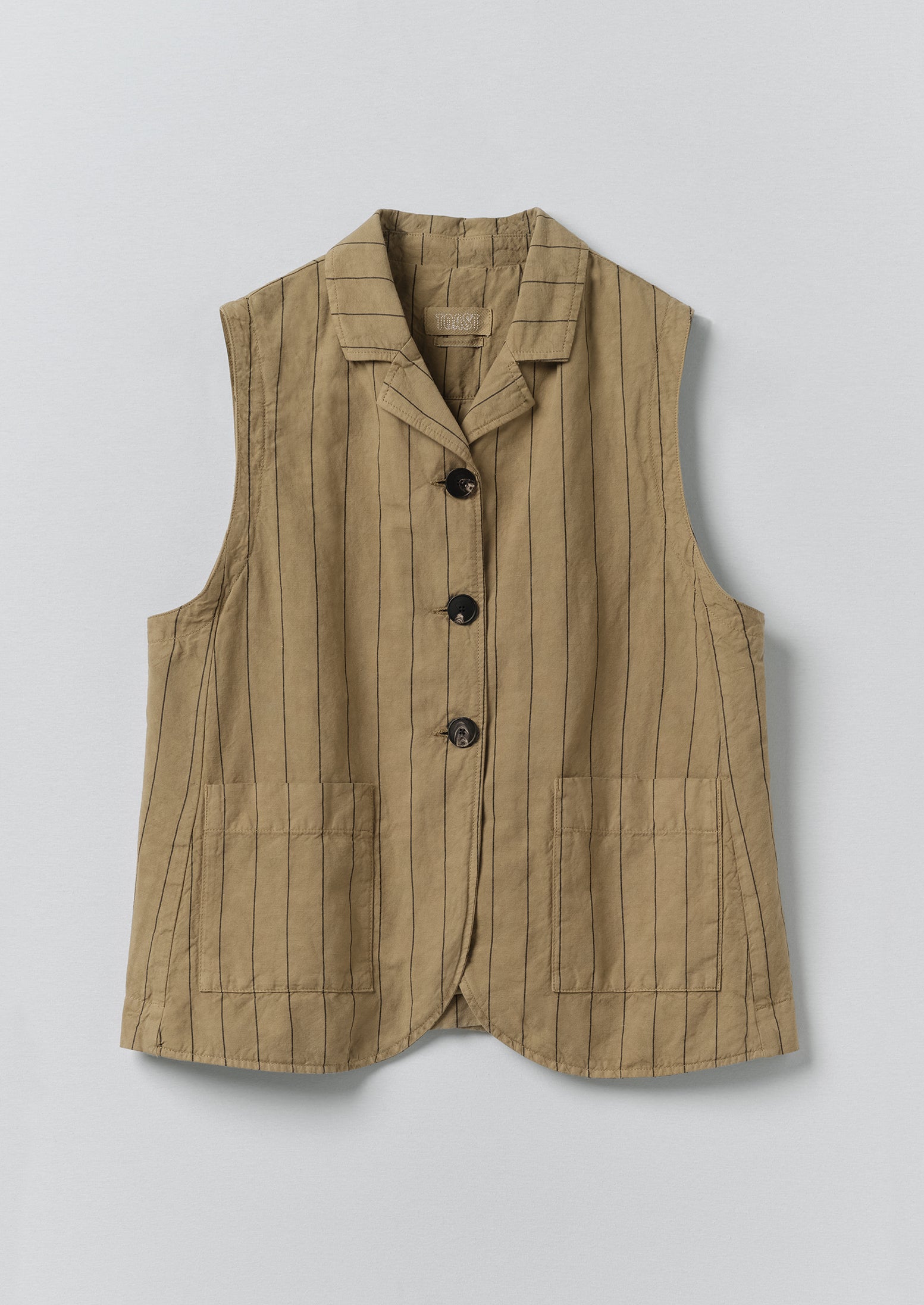 Stripe Cotton Linen Waistcoat | Fennel Seed | TOAST