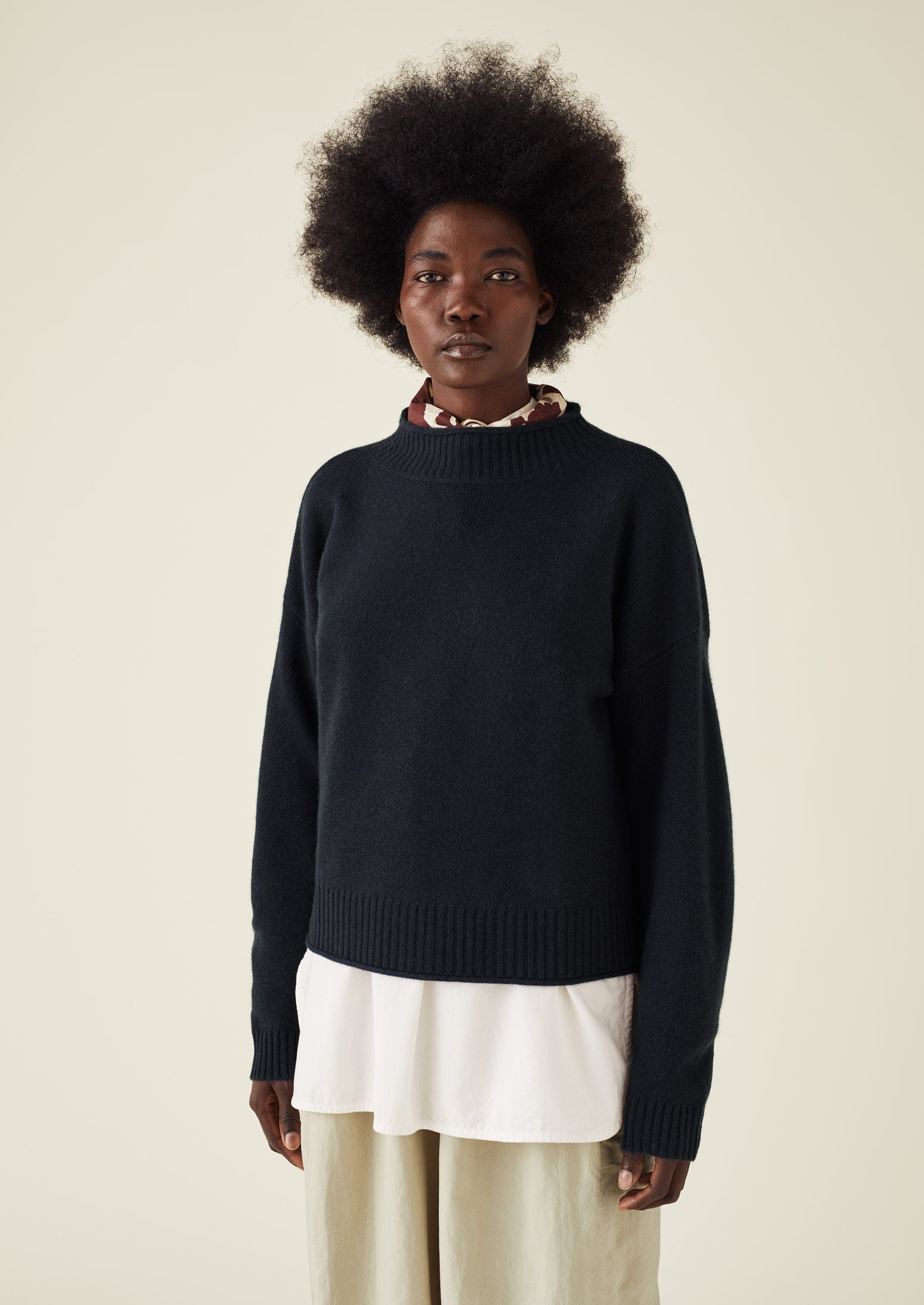 Wool Cashmere Mariner Sweater | Dark Navy