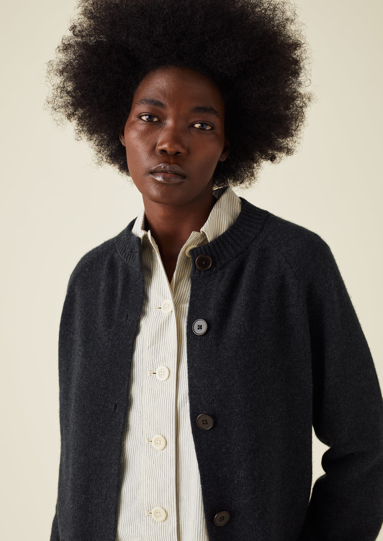 Wool Cashmere Raglan Cardigan | Charcoal | TOAST