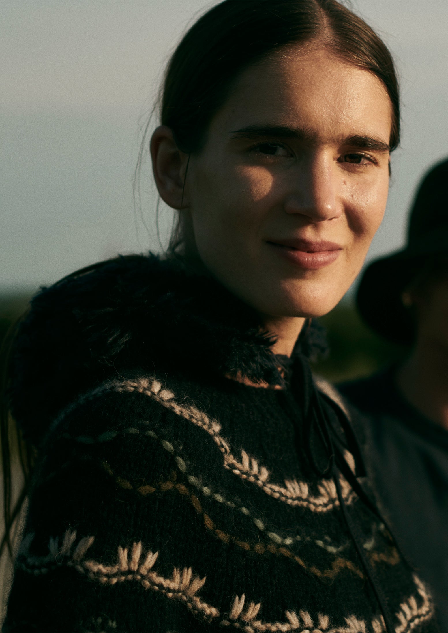 Stitch Yoke Lofty Sweater | Navy Multi