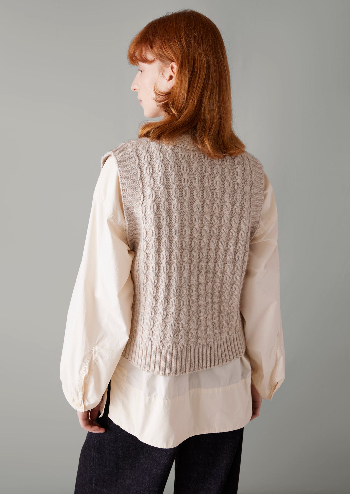 Textured Knitted Waistcoat | Oat