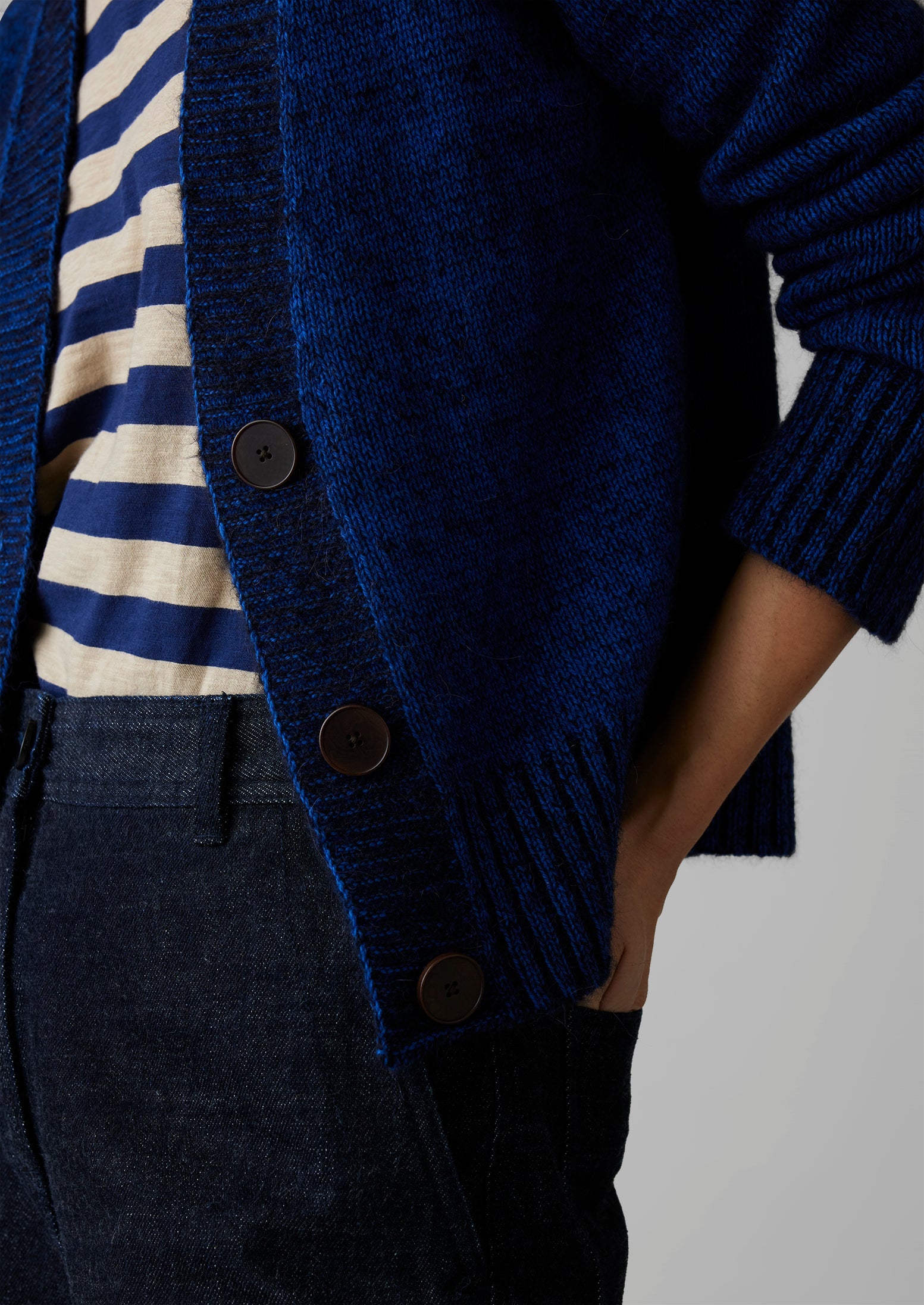 V-Neck Alpaca Blend Cardigan | Blue Melange