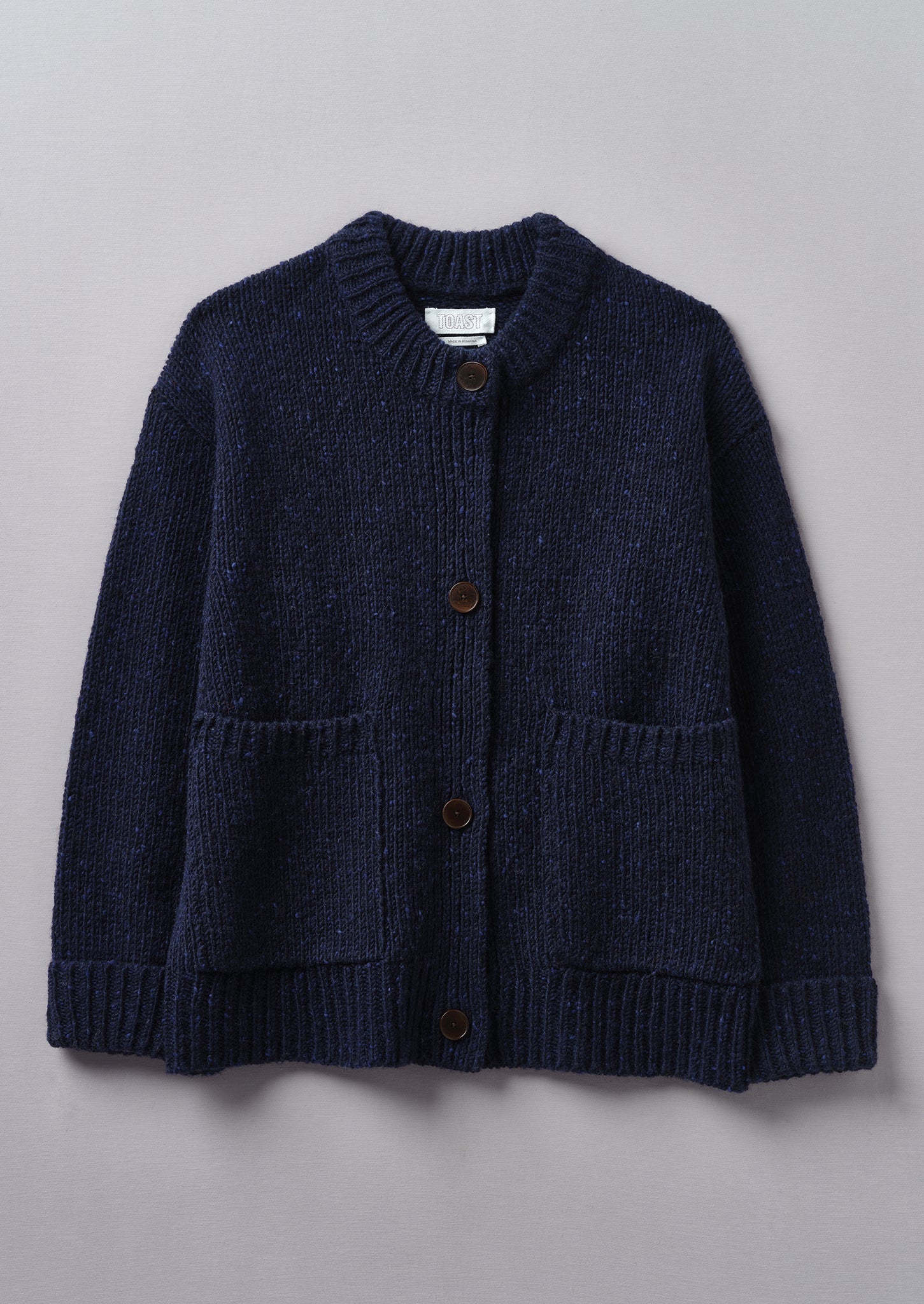 Donegal Wool Knitted Jacket | Navy