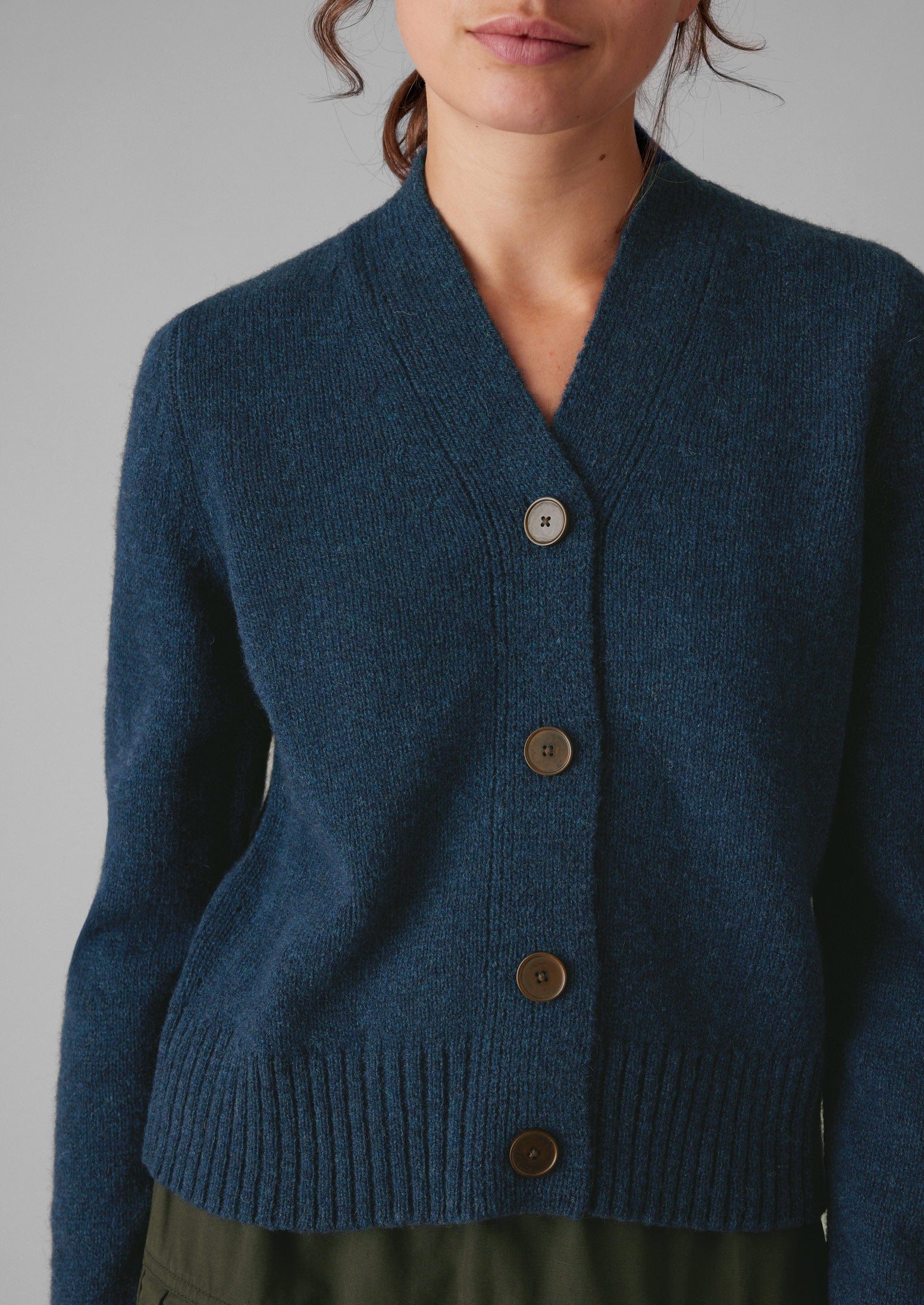 Kaia V-Neck Wool Cardigan | Petrol | TOAST