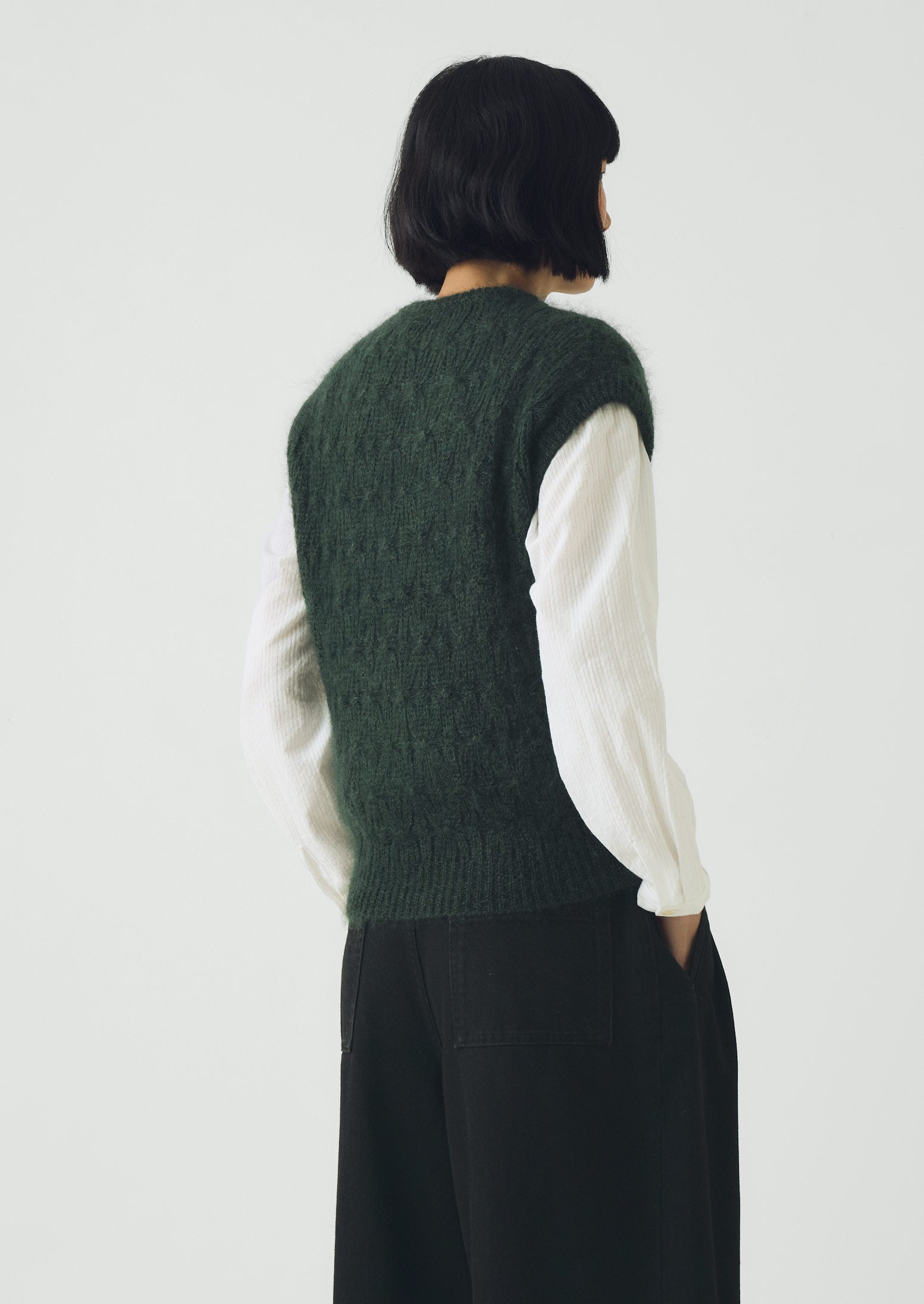 Mohair Cotton Lace Cable Tank | Oil